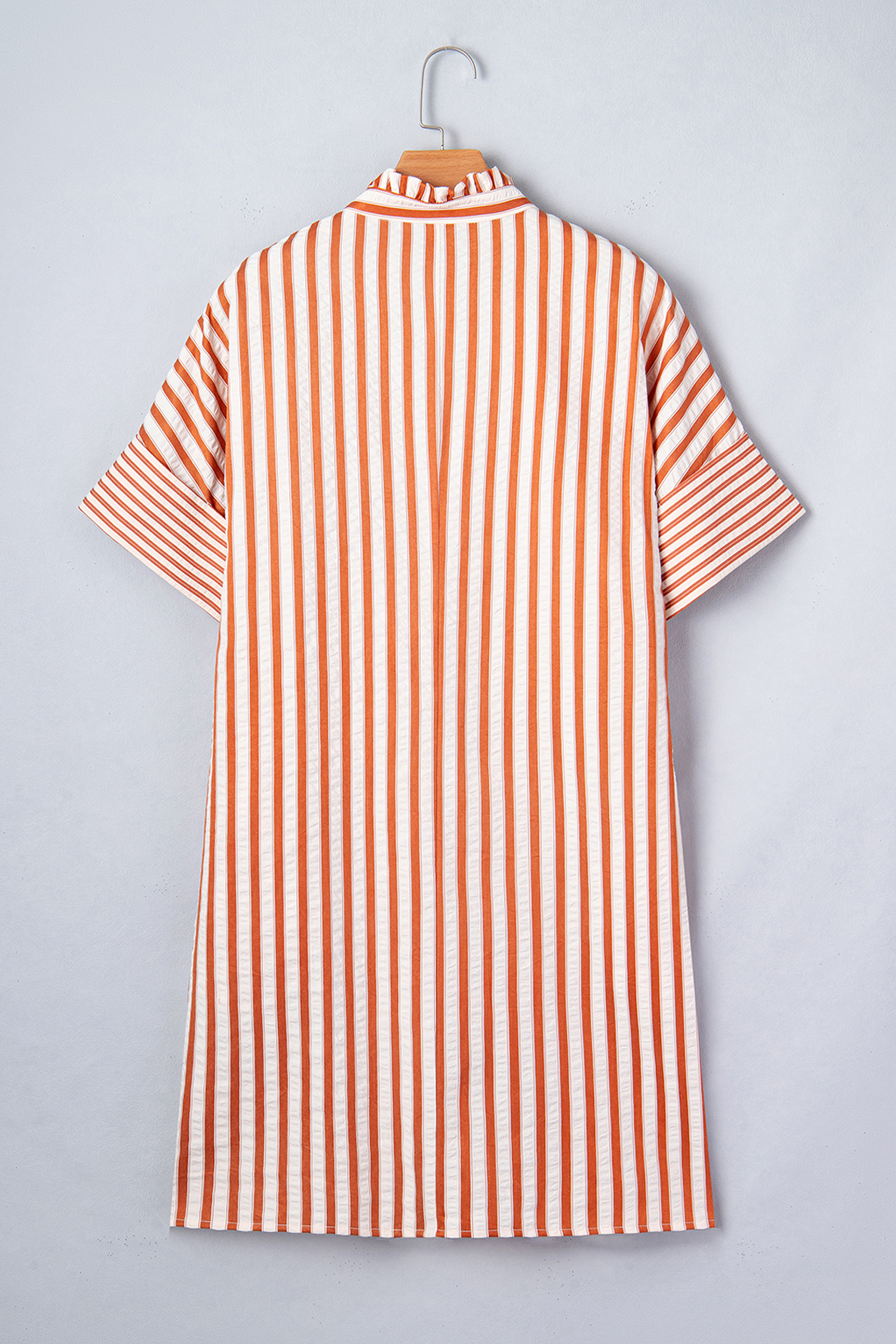 Chic Brown Stripe Mini Dress for Women – V Neck Design, Perfect for Daily Summer Wear - Detail View 5 Chic Brown Stripe Mini Dress for Women – V Neck Design, Perfect for Daily Summer Wear - Detail View 5