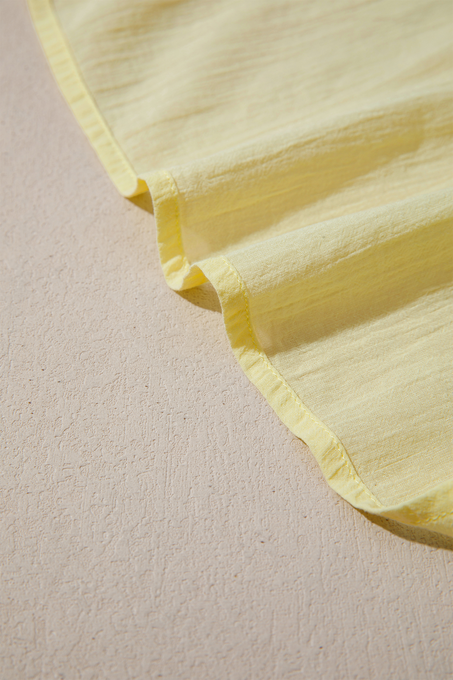 Yellow Cream Cotton Linen V Neck Top – Chic Summer Blouse - Detail View 9 Yellow Cream Cotton Linen V Neck Top – Chic Summer Blouse - Detail View 9