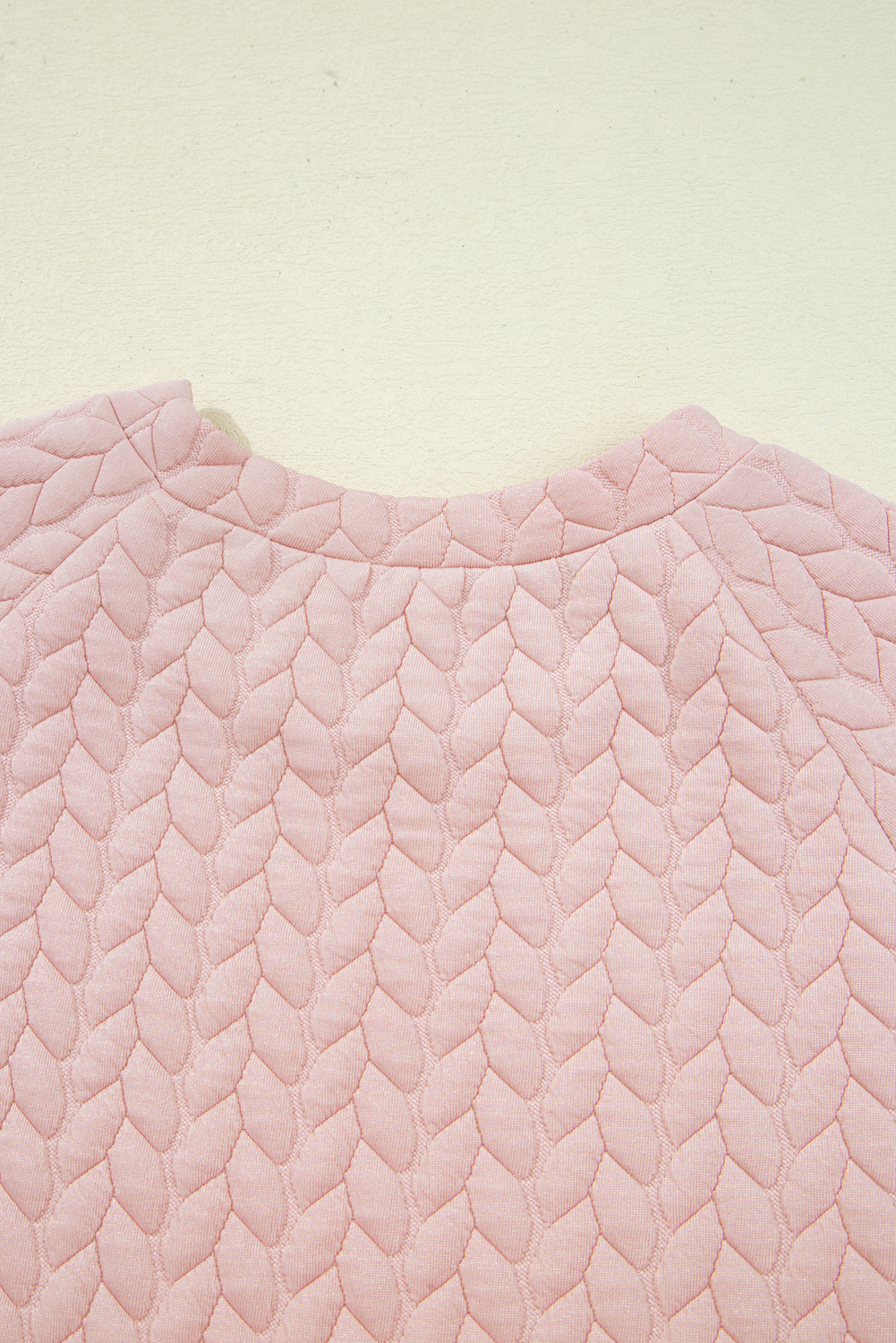 Women's Textured Ruffle Top Set, Casual Pink Lounge Outfit - Detail View 7 Women's Textured Ruffle Top Set, Casual Pink Lounge Outfit - Detail View 7