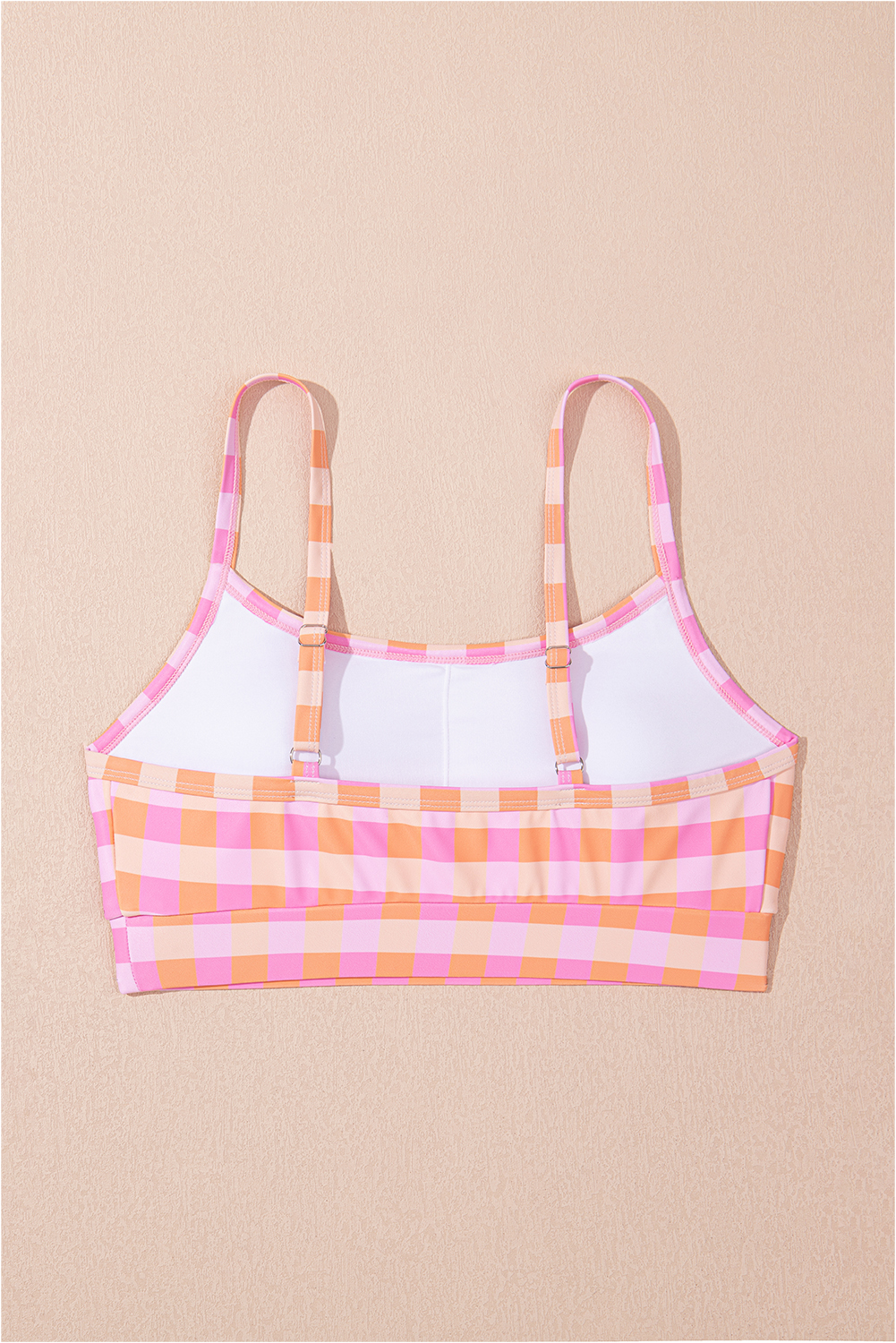 Women's Swimsuit, Pink Gingham, High Waist Bikini, Sarong, 3-Piece Set, Casual Swimwear, Beachwear, Pool Party, Vacation, Summer Style, Plaid Pattern, Bodycon Fit, Round Neck, Wire-Free Support - Detail View 12 Women's Swimsuit, Pink Gingham, High Waist Bikini, Sarong, 3-Piece Set, Casual Swimwear, Beachwear, Pool Party, Vacation, Summer Style, Plaid Pattern, Bodycon Fit, Round Neck, Wire-Free Support - Detail View 12