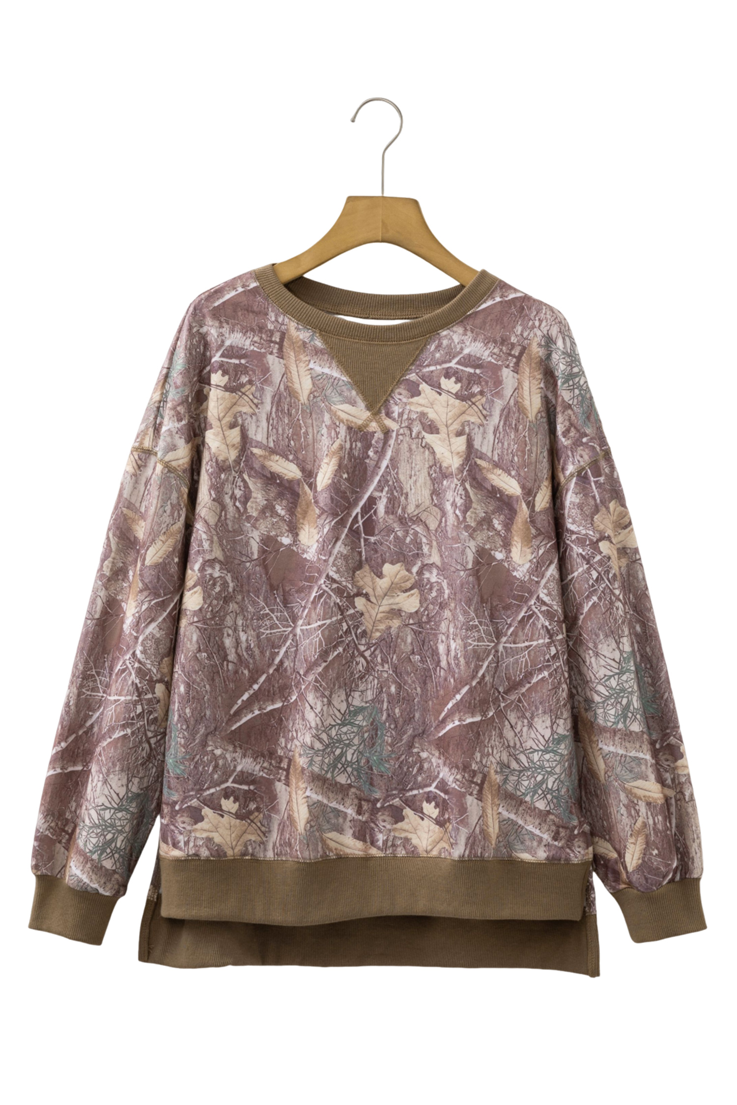 Women's Camo Print Pullover – Long Sleeve Casual Sweatshirt - Detail View 7 Women's Camo Print Pullover – Long Sleeve Casual Sweatshirt - Detail View 7
