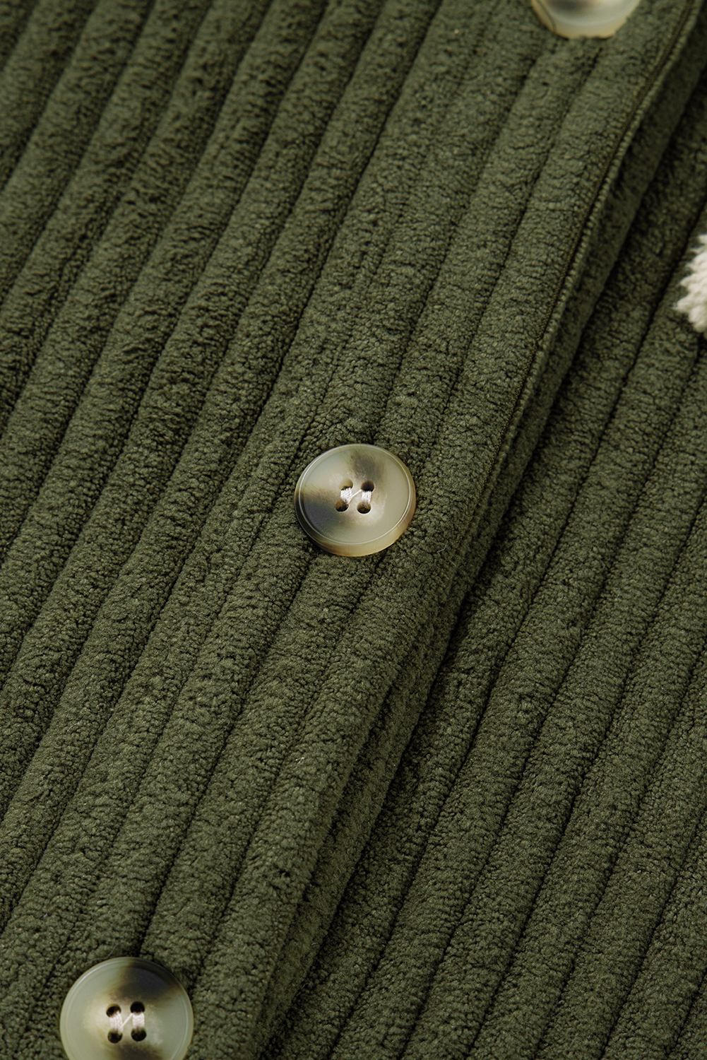 Women's Jungle Green Plaid Patchwork Button-Up Jacket – Ribbed Fleece Corduroy for Daily Casual Wear - Detail View 13 Women's Jungle Green Plaid Patchwork Button-Up Jacket – Ribbed Fleece Corduroy for Daily Casual Wear - Detail View 13