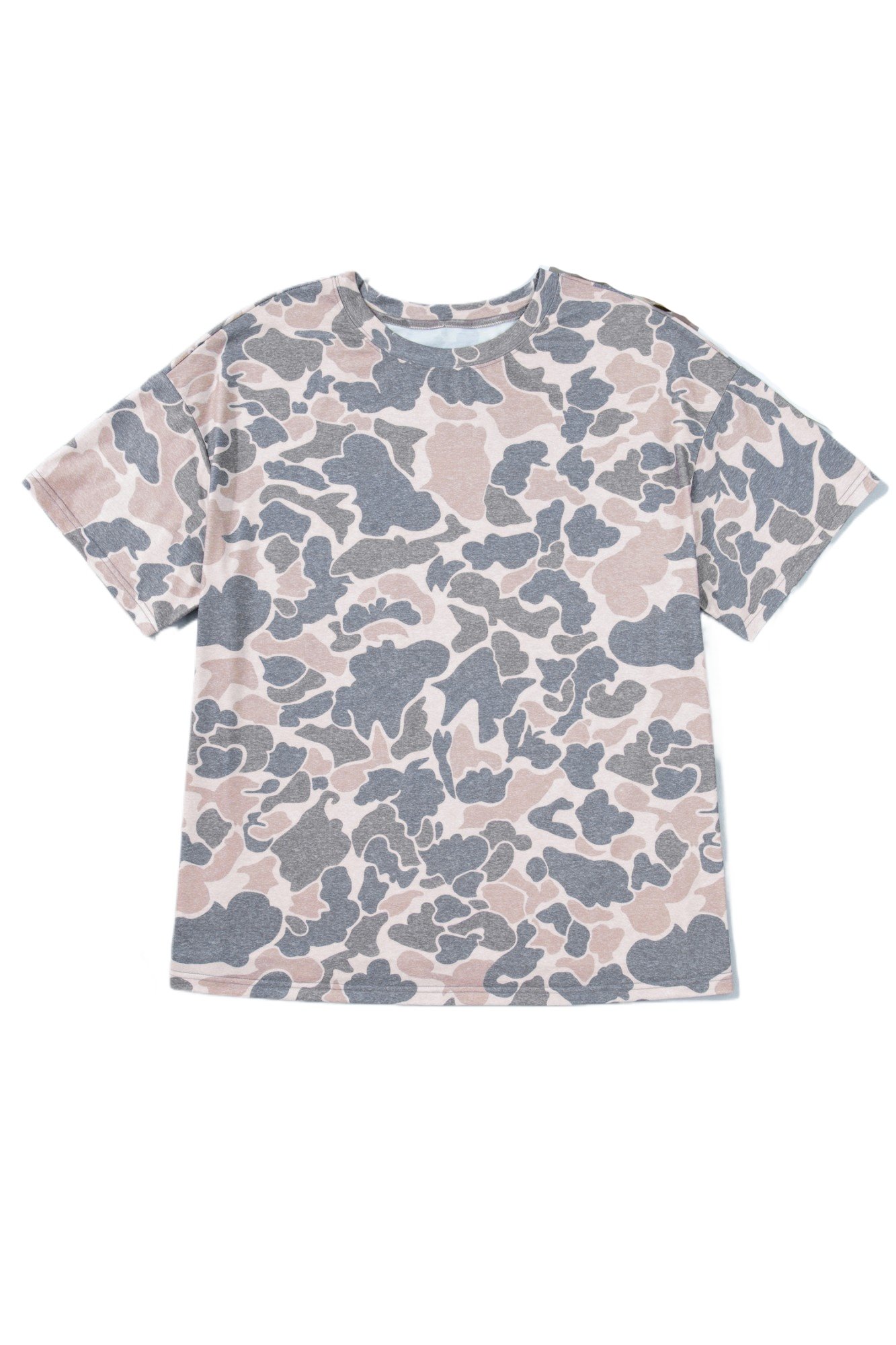 Women's Plus Size Camouflage Print T-Shirt – Retro Multicolour Short Sleeve Shift Tee, Casual Western Style - Main View Women's Plus Size Camouflage Print T-Shirt – Retro Multicolour Short Sleeve Shift Tee, Casual Western Style - Main View