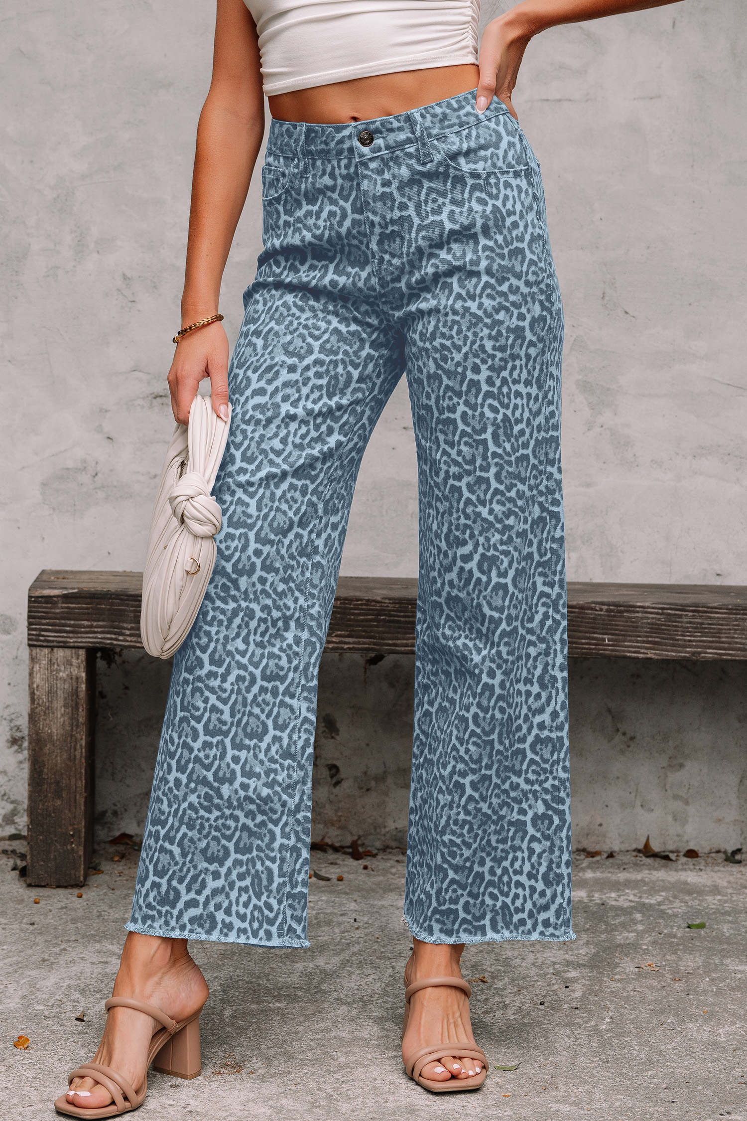 Casual Women’s High Waist Sky Blue Leopard Wide Leg Jeans – Trendy Denim for Any Occasion - Detail View 6 Casual Women’s High Waist Sky Blue Leopard Wide Leg Jeans – Trendy Denim for Any Occasion - Detail View 6