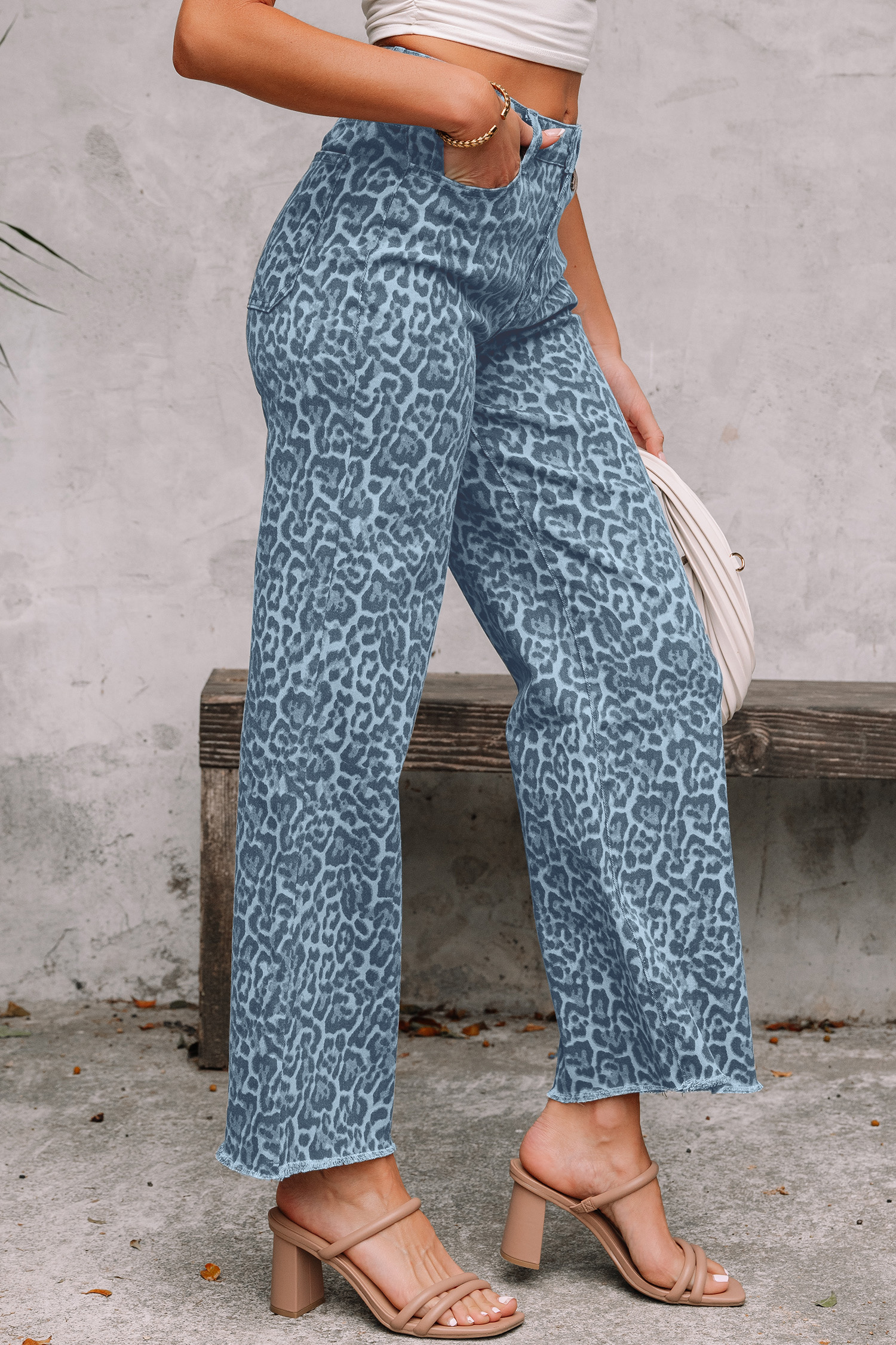 Casual Women’s High Waist Sky Blue Leopard Wide Leg Jeans – Trendy Denim for Any Occasion - Detail View 3 Casual Women’s High Waist Sky Blue Leopard Wide Leg Jeans – Trendy Denim for Any Occasion - Detail View 3