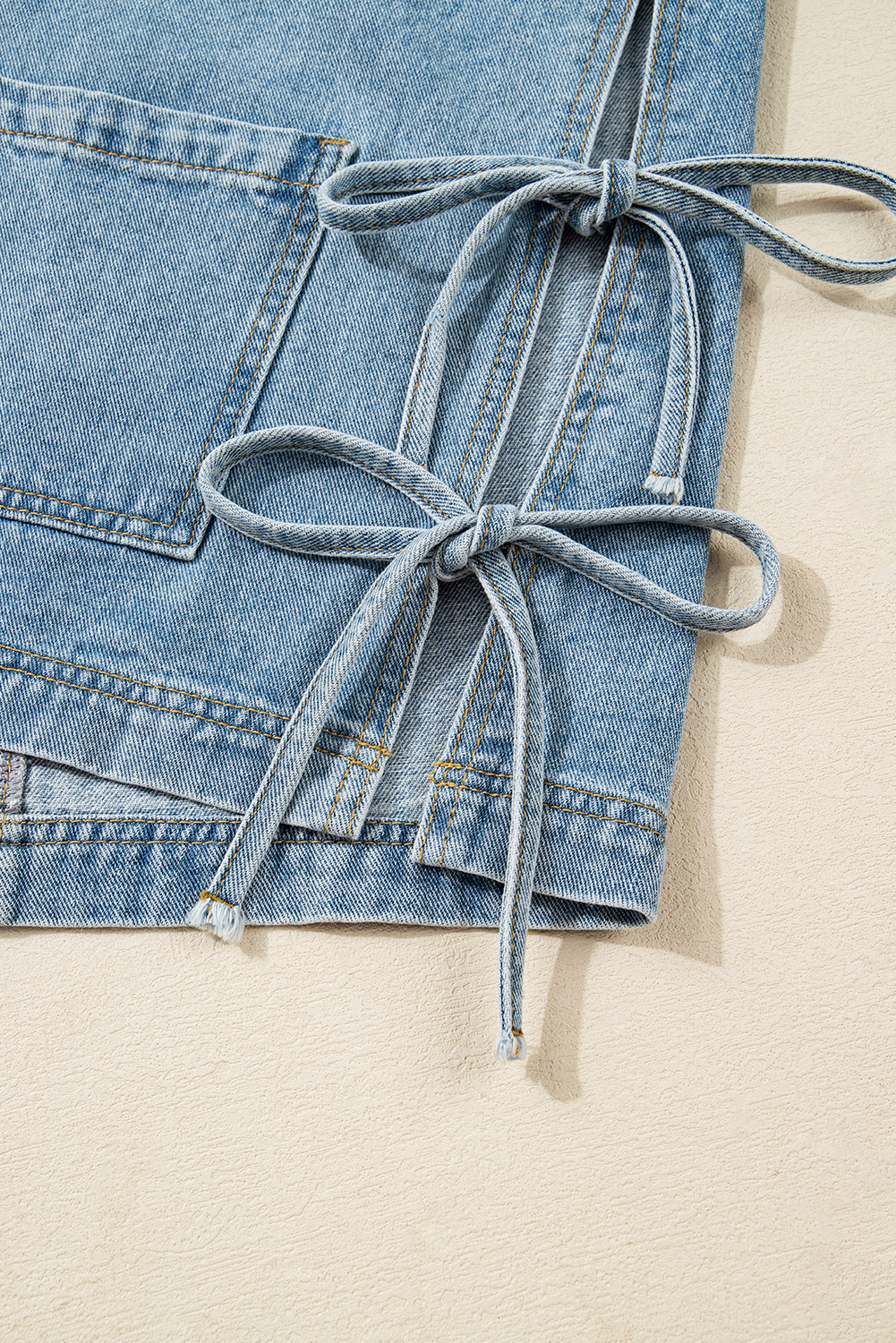 Casual Long Sleeve Denim Jacket for Women - Beau Blue with Knot Details - Detail View 10 Casual Long Sleeve Denim Jacket for Women - Beau Blue with Knot Details - Detail View 10