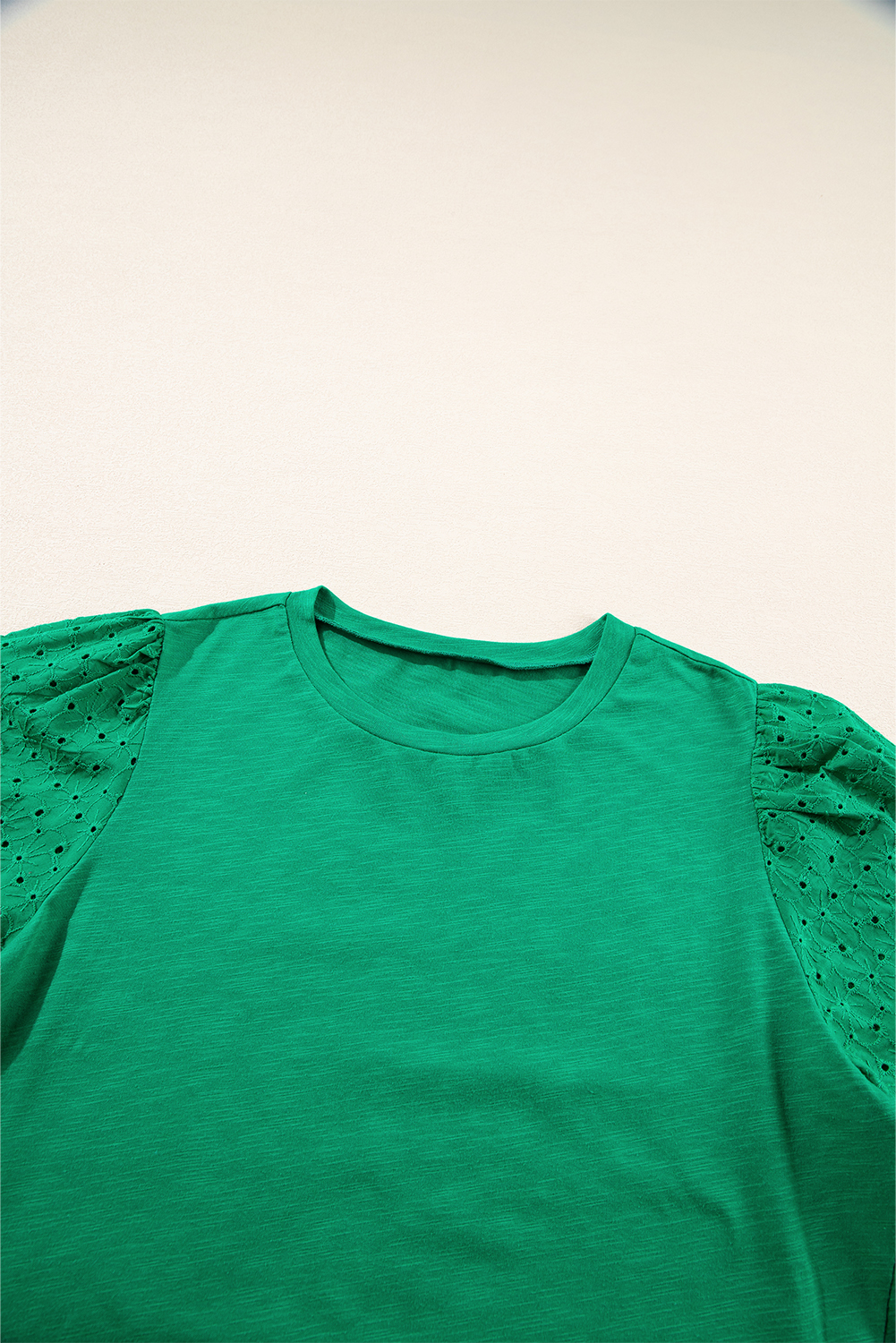 Stylish Women's Summer Top: Bright Green Eyelet Detail, Comfortable Fit - Detail View 7 Stylish Women's Summer Top: Bright Green Eyelet Detail, Comfortable Fit - Detail View 7