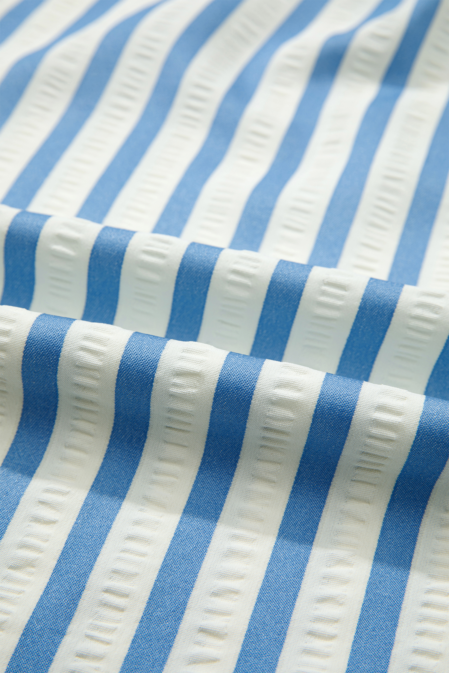 Women's Sky Blue Striped Blouse – Casual 3/4 Sleeve Textured Shirt with Collar for Daily Wear - Detail View 10 Women's Sky Blue Striped Blouse – Casual 3/4 Sleeve Textured Shirt with Collar for Daily Wear - Detail View 10