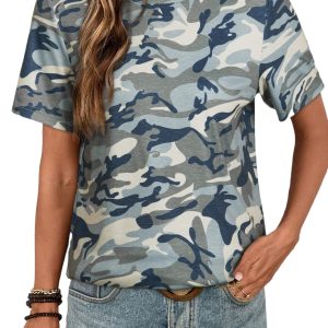 Men's Green Camouflage Print Crew Neck T-Shirt – Casual Summer Essential for Daily Wear - Main View