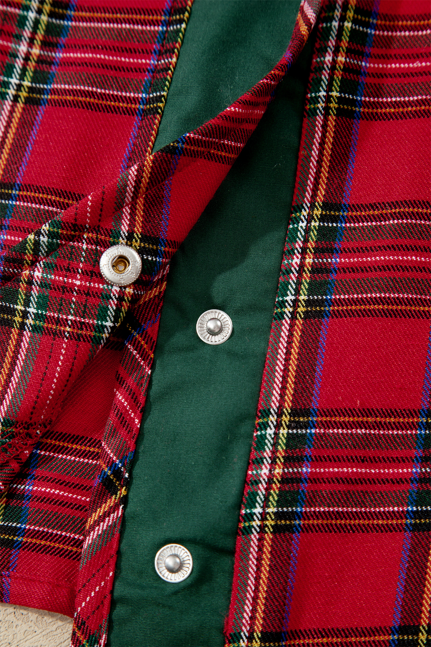 Women's Red Plaid Shirt, Festive V Neck Short Sleeve Blouse - Detail View 10 Women's Red Plaid Shirt, Festive V Neck Short Sleeve Blouse - Detail View 10
