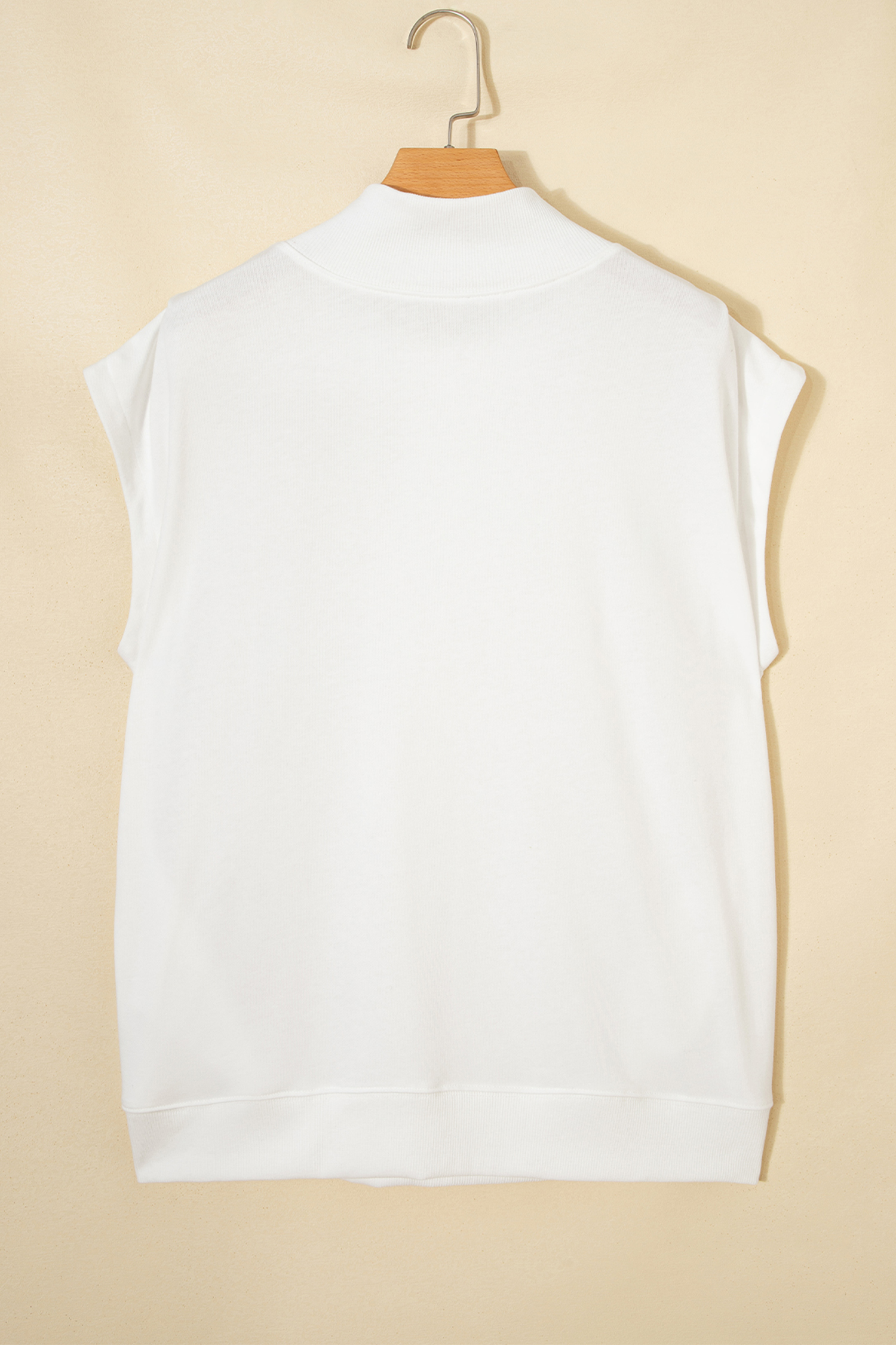 Women's Solid White High Neck Cap Sleeve Blouse – Relaxed Shift Silhouette, Pocket Detail for Everyday Summer Casual - Detail View 11 Women's Solid White High Neck Cap Sleeve Blouse – Relaxed Shift Silhouette, Pocket Detail for Everyday Summer Casual - Detail View 11