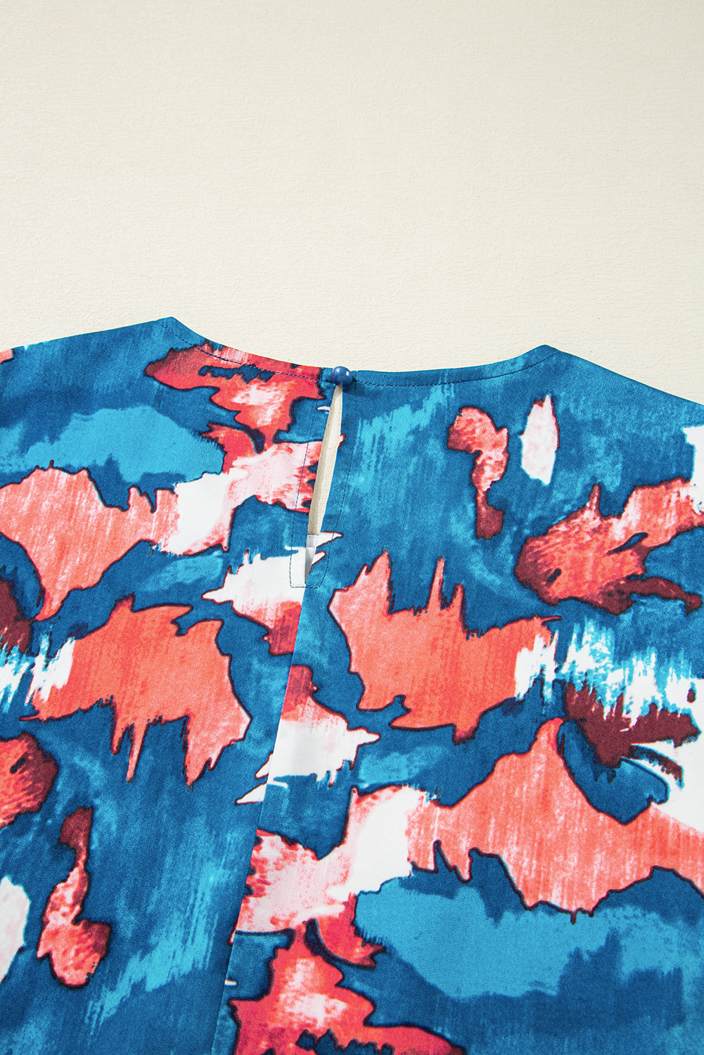 Plus Size Dress, Blue Mini Dress, Abstract Print, Ruffled Sleeves, Shirred Design, Lightweight, Flowy, Casual Style, Daily Wear, Tiered Silhouette, Feminine Touch, Round Neck, Short Sleeve, High Waist - Detail View 12 Plus Size Dress, Blue Mini Dress, Abstract Print, Ruffled Sleeves, Shirred Design, Lightweight, Flowy, Casual Style, Daily Wear, Tiered Silhouette, Feminine Touch, Round Neck, Short Sleeve, High Waist - Detail View 12