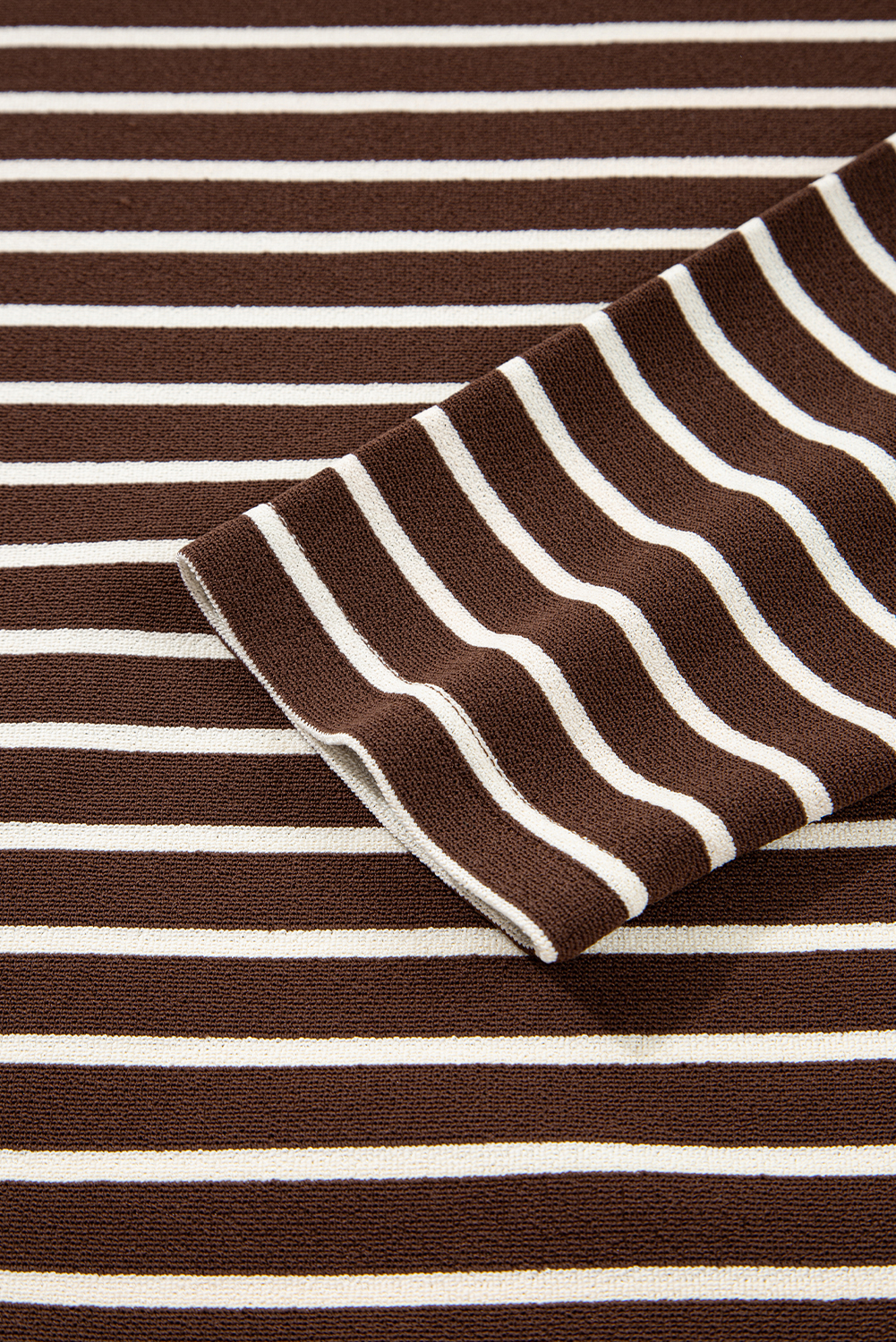 Women's Long Sleeve T-Shirt, Brown Stripe, Ribbed Knit, Cropped Top, Crew Neck, Casual Style, Daily Wear, Soft Fabric, Breathable, Fall Fashion, Modern Look, Slim Fit, Tops & Tees - Detail View 12 Women's Long Sleeve T-Shirt, Brown Stripe, Ribbed Knit, Cropped Top, Crew Neck, Casual Style, Daily Wear, Soft Fabric, Breathable, Fall Fashion, Modern Look, Slim Fit, Tops & Tees - Detail View 12