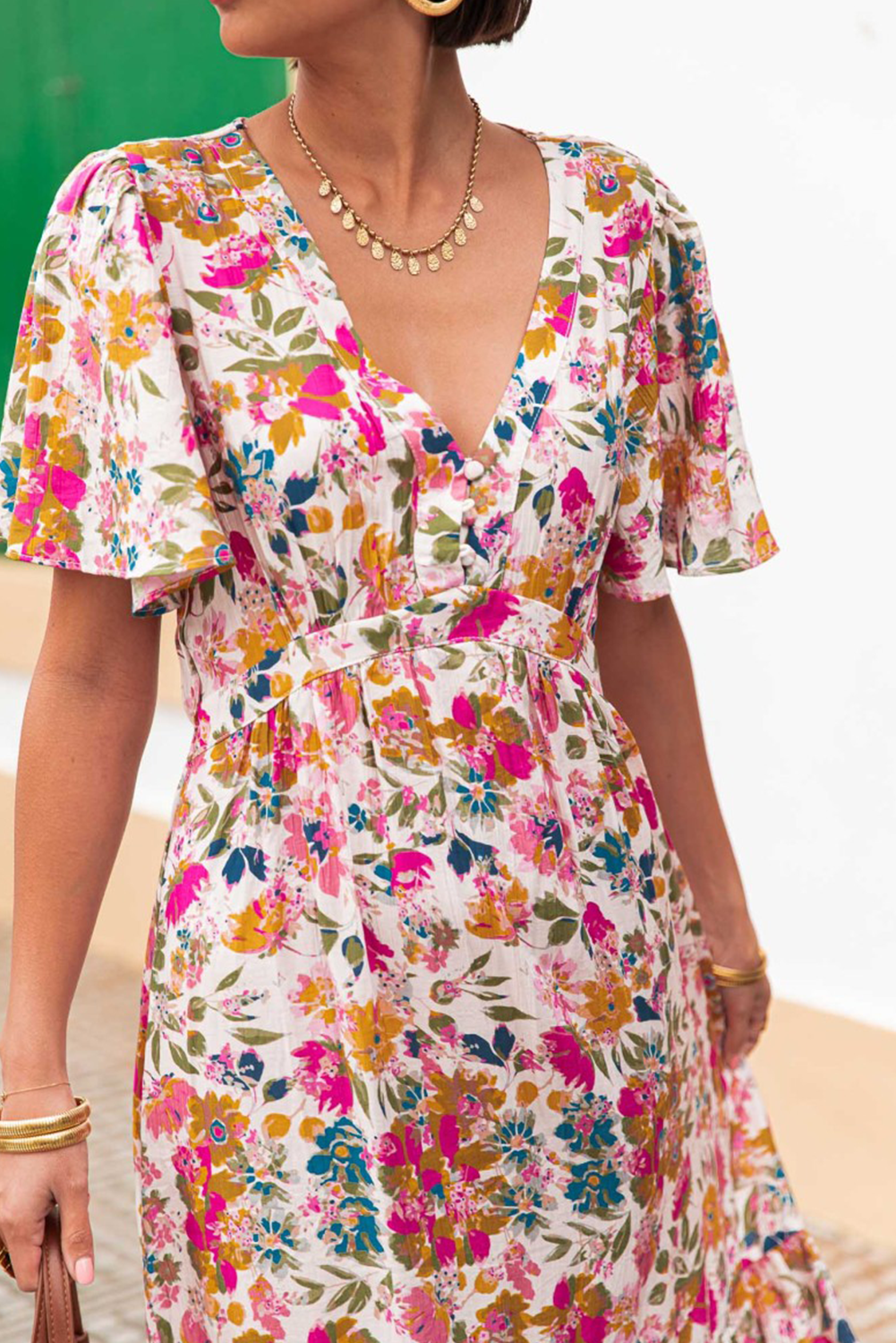 Women's Maxi Dress, Red Floral Dress, Short Sleeve, V Neck, High Waist, A-Line Silhouette, Summer Fashion, Elegant Dress, Feminine Style, Trendy Outfit, Vacation Wear, Wedding Guest Dress - Detail View 20 Women's Maxi Dress, Red Floral Dress, Short Sleeve, V Neck, High Waist, A-Line Silhouette, Summer Fashion, Elegant Dress, Feminine Style, Trendy Outfit, Vacation Wear, Wedding Guest Dress - Detail View 20