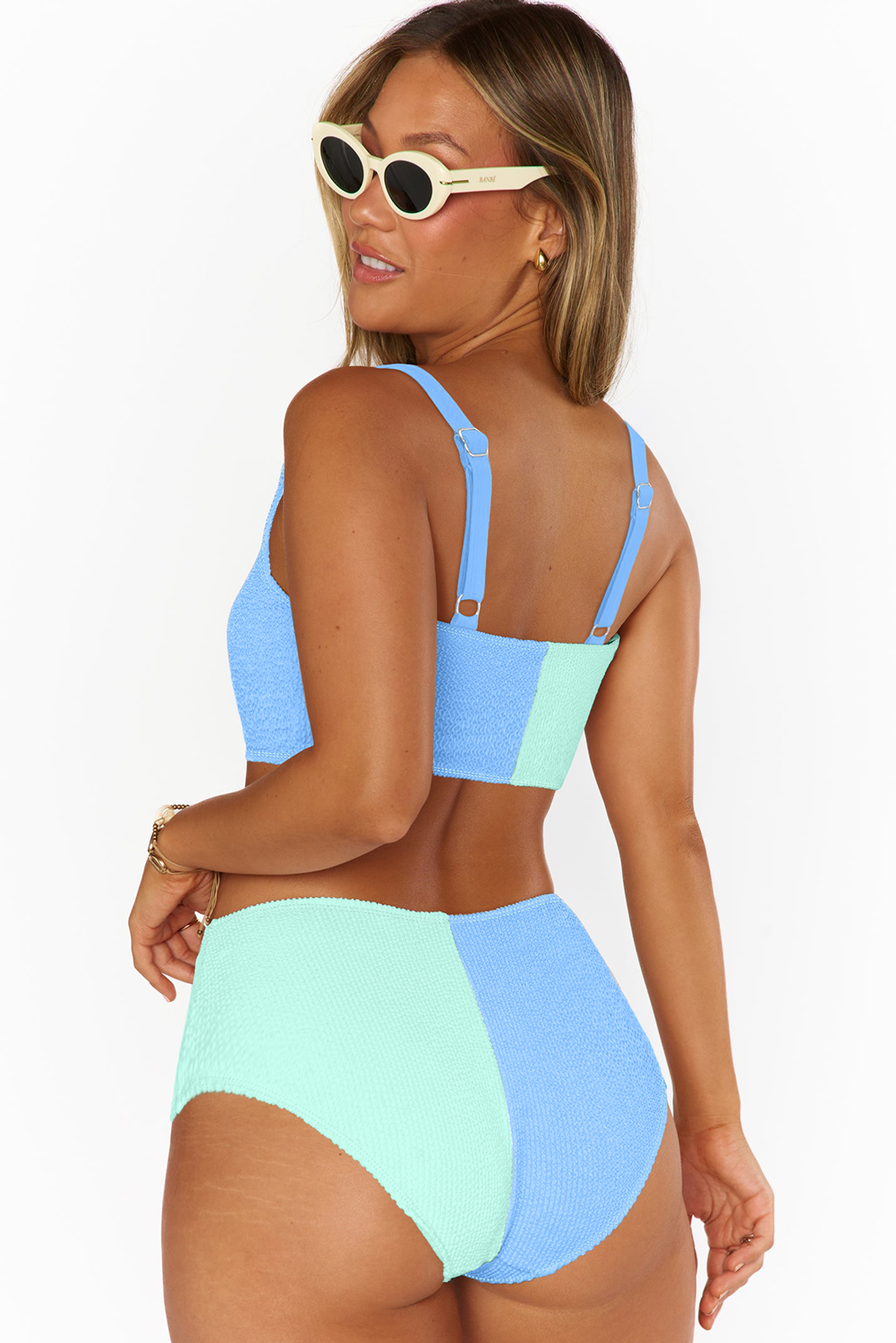 Women's Padded Wire-Free Sky Blue Bikini – Colorblock Design for Active Summer Outings - Detail View 15 Women's Padded Wire-Free Sky Blue Bikini – Colorblock Design for Active Summer Outings - Detail View 15