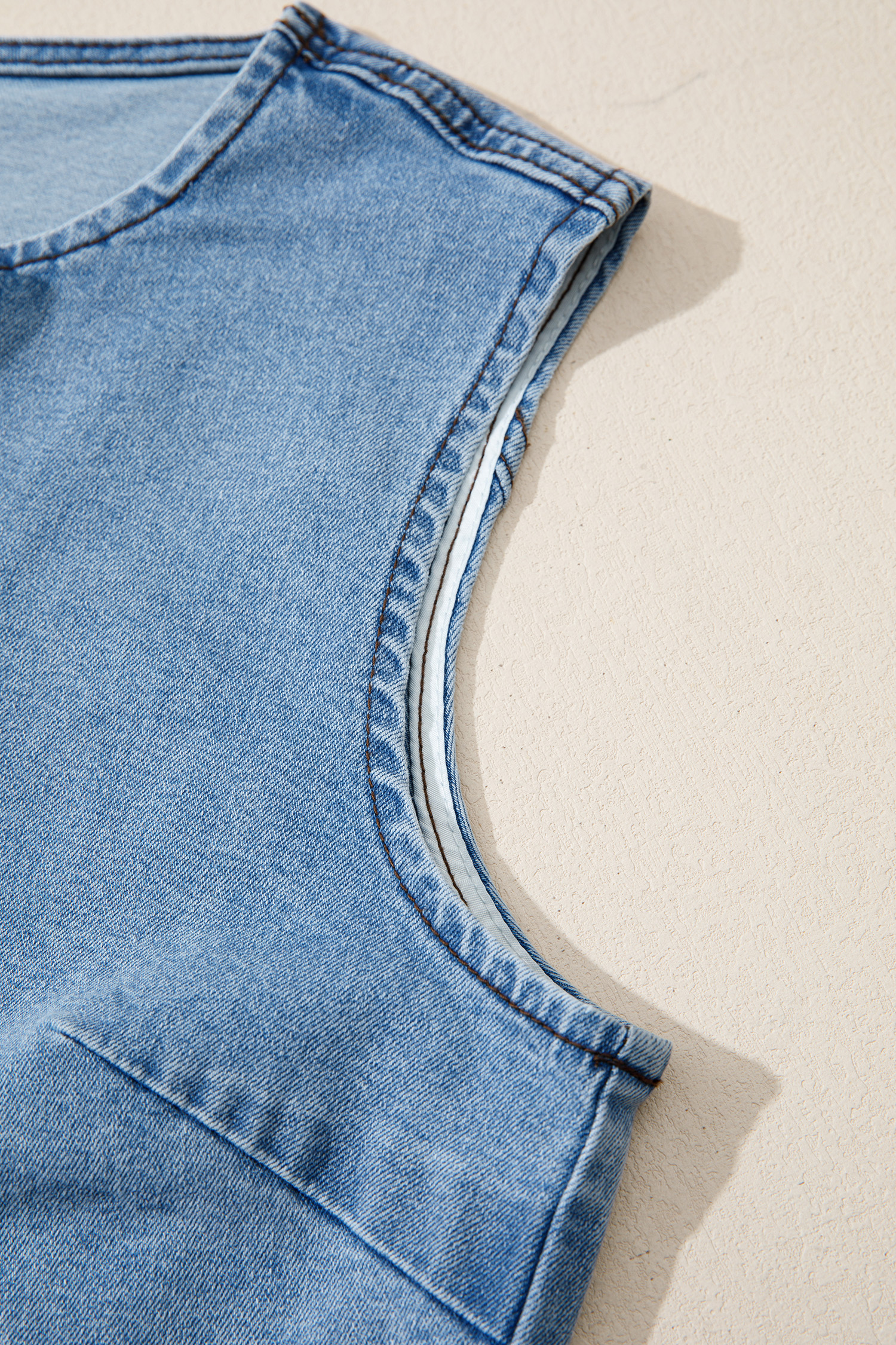 Western Denim Vest for Women – Solid Color Button Down Sleeveless Top for Outdoor Outfits - Detail View 8 Western Denim Vest for Women – Solid Color Button Down Sleeveless Top for Outdoor Outfits - Detail View 8