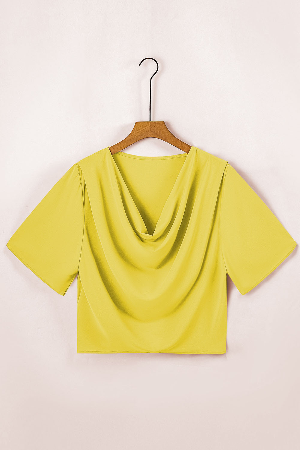 Women's Vanilla Yellow Draped Blouse – Modern V-Neck Top - Detail View 13 Women's Vanilla Yellow Draped Blouse – Modern V-Neck Top - Detail View 13
