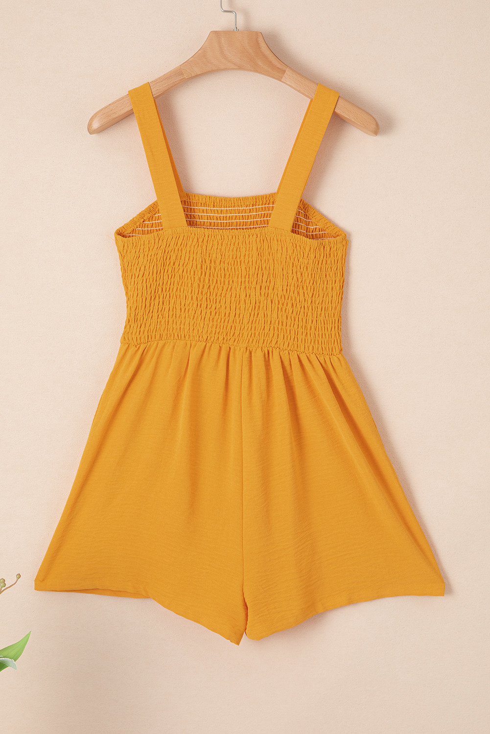 Ginger Summer Romper for Women – Basic Fit and Flare Sleeveless Playsuit with Ruched Details - Detail View 6 Ginger Summer Romper for Women – Basic Fit and Flare Sleeveless Playsuit with Ruched Details - Detail View 6