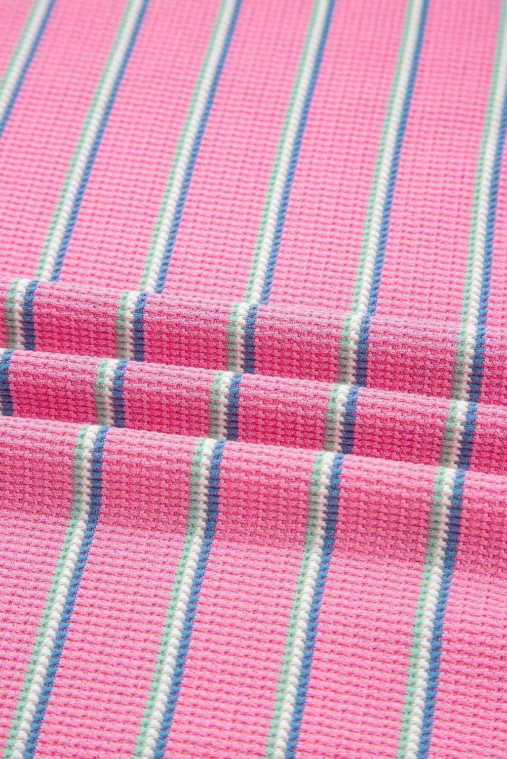 Stylish Pink Striped Knit Top with Three Quarter Sleeves for Daily Wear - Detail View 10 Stylish Pink Striped Knit Top with Three Quarter Sleeves for Daily Wear - Detail View 10