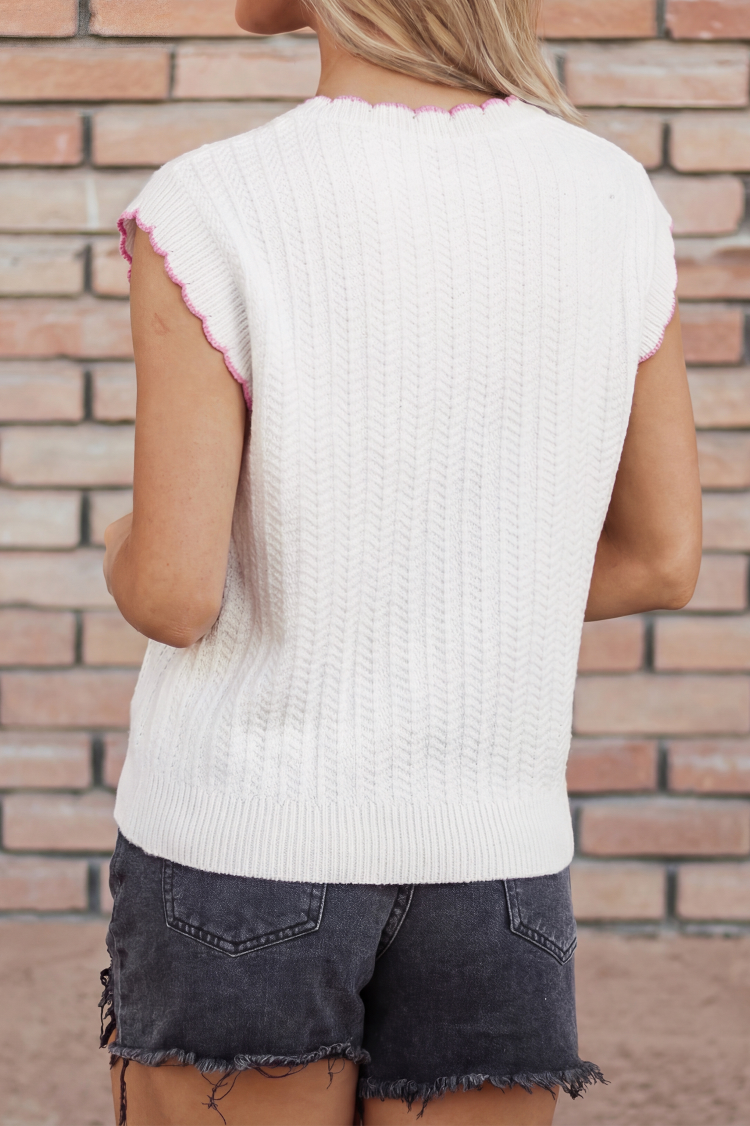 Women's 100% Cotton Rugby Sweater Vest – Summer Shift - Detail View 2 Women's 100% Cotton Rugby Sweater Vest – Summer Shift - Detail View 2