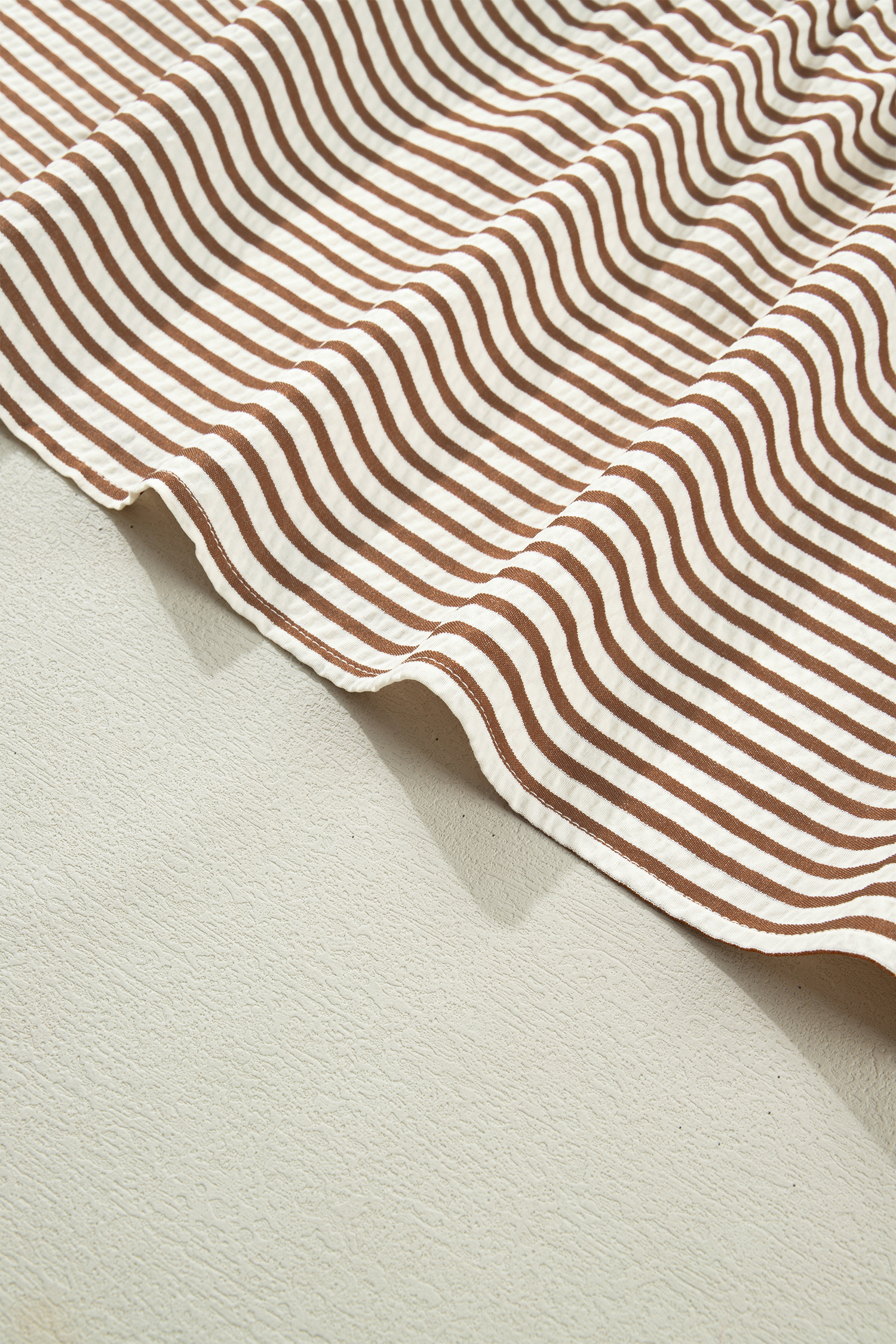 Tiered Flutter Sleeve Maxi Dress for Women – Brown Striped Casual Shift Dress for Summer Daily Wear - Detail View 11 Tiered Flutter Sleeve Maxi Dress for Women – Brown Striped Casual Shift Dress for Summer Daily Wear - Detail View 11