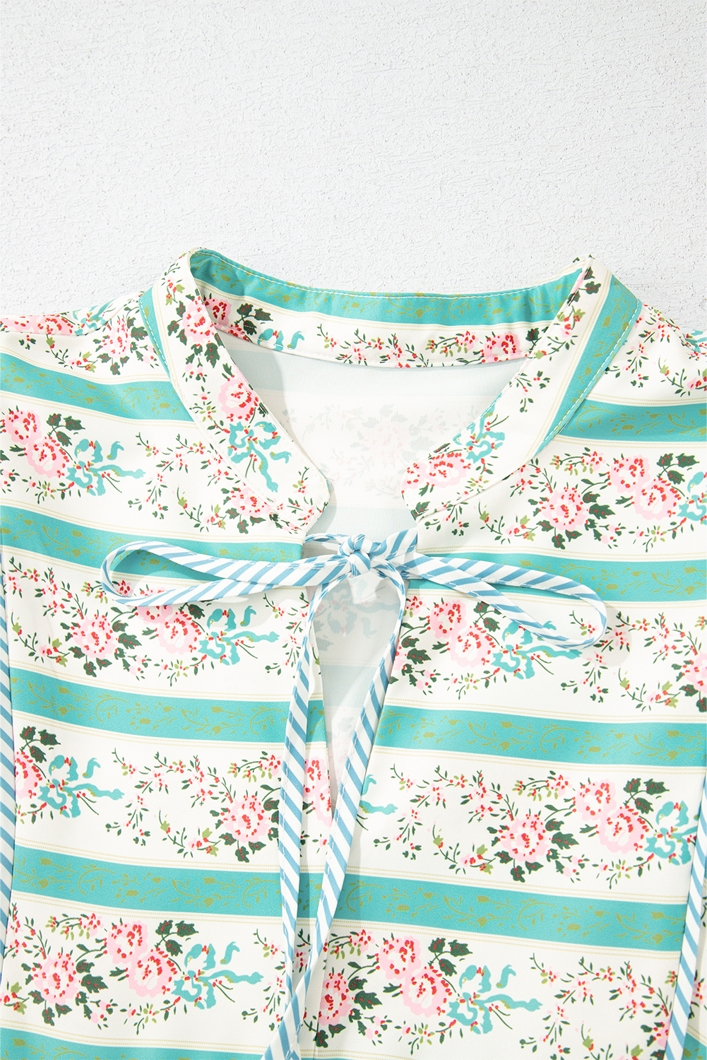 Fashion-Forward Striped Floral Dress for Summer Vacation - High Waist, Pocket Detail - Detail View 7 Fashion-Forward Striped Floral Dress for Summer Vacation - High Waist, Pocket Detail - Detail View 7