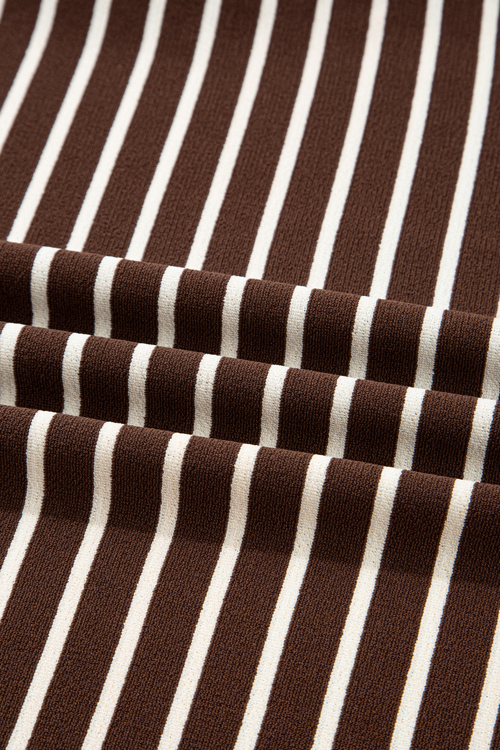 Soft and Breathable Ribbed Knit T-Shirt for Daily Wear - Brown Stripe - Detail View 11 Soft and Breathable Ribbed Knit T-Shirt for Daily Wear - Brown Stripe - Detail View 11