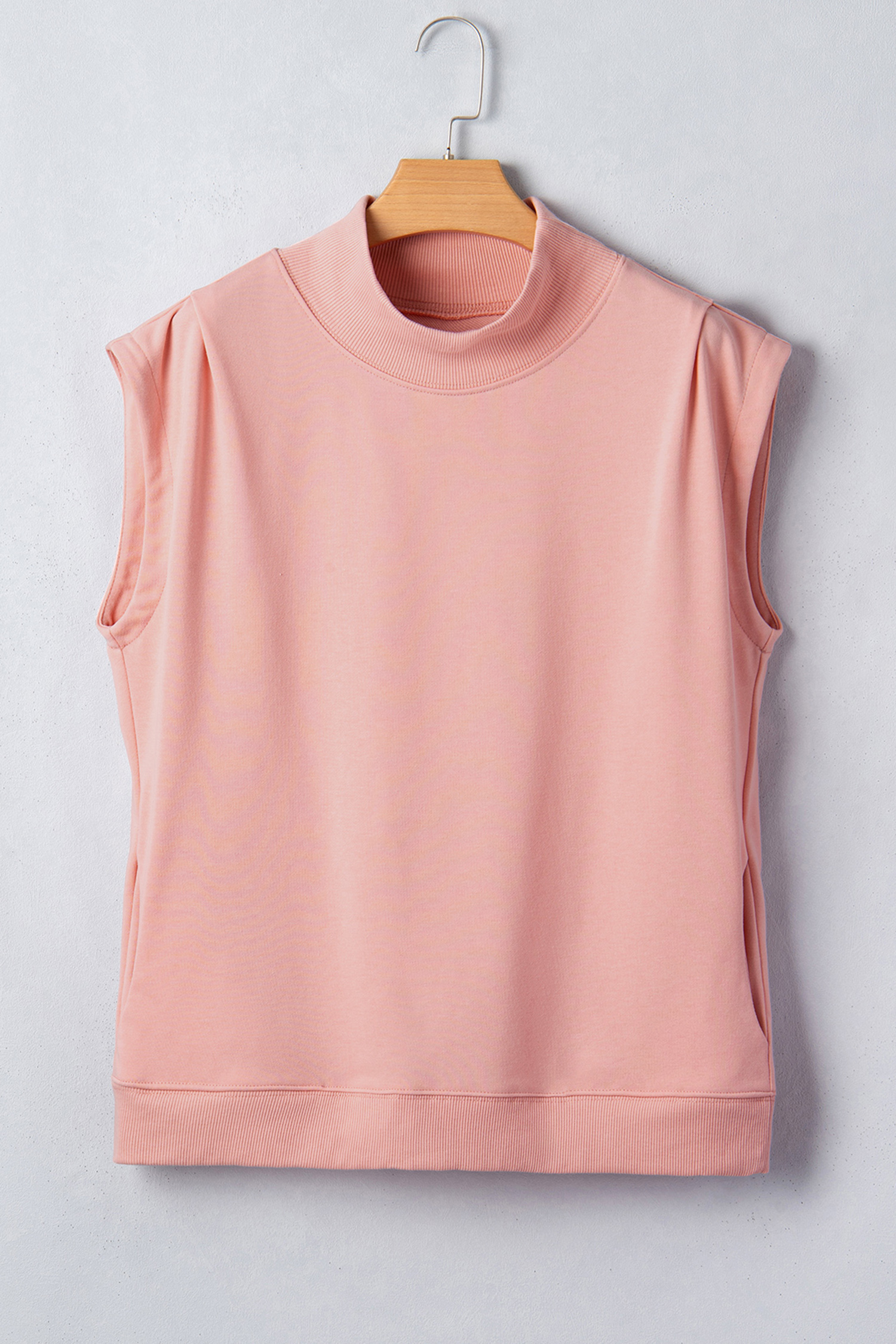 Summer Essential Pink High Neck Top – Relaxed Fit Cap Sleeve Blouse for Women - Detail View 6 Summer Essential Pink High Neck Top – Relaxed Fit Cap Sleeve Blouse for Women - Detail View 6