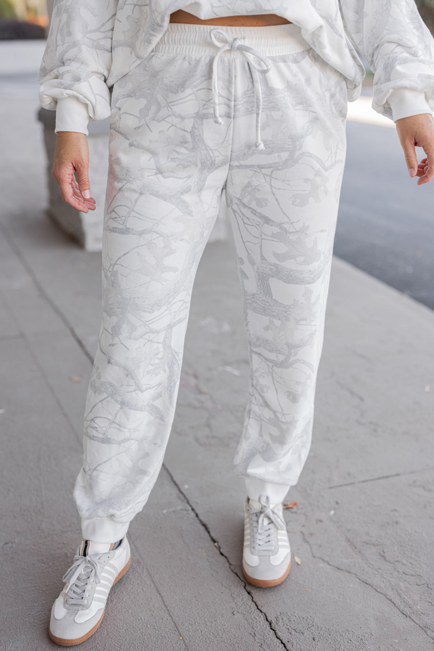 Women's Camo Loungewear Set, Casual Mock Neck Sweatsuit - Detail View 7 Women's Camo Loungewear Set, Casual Mock Neck Sweatsuit - Detail View 7