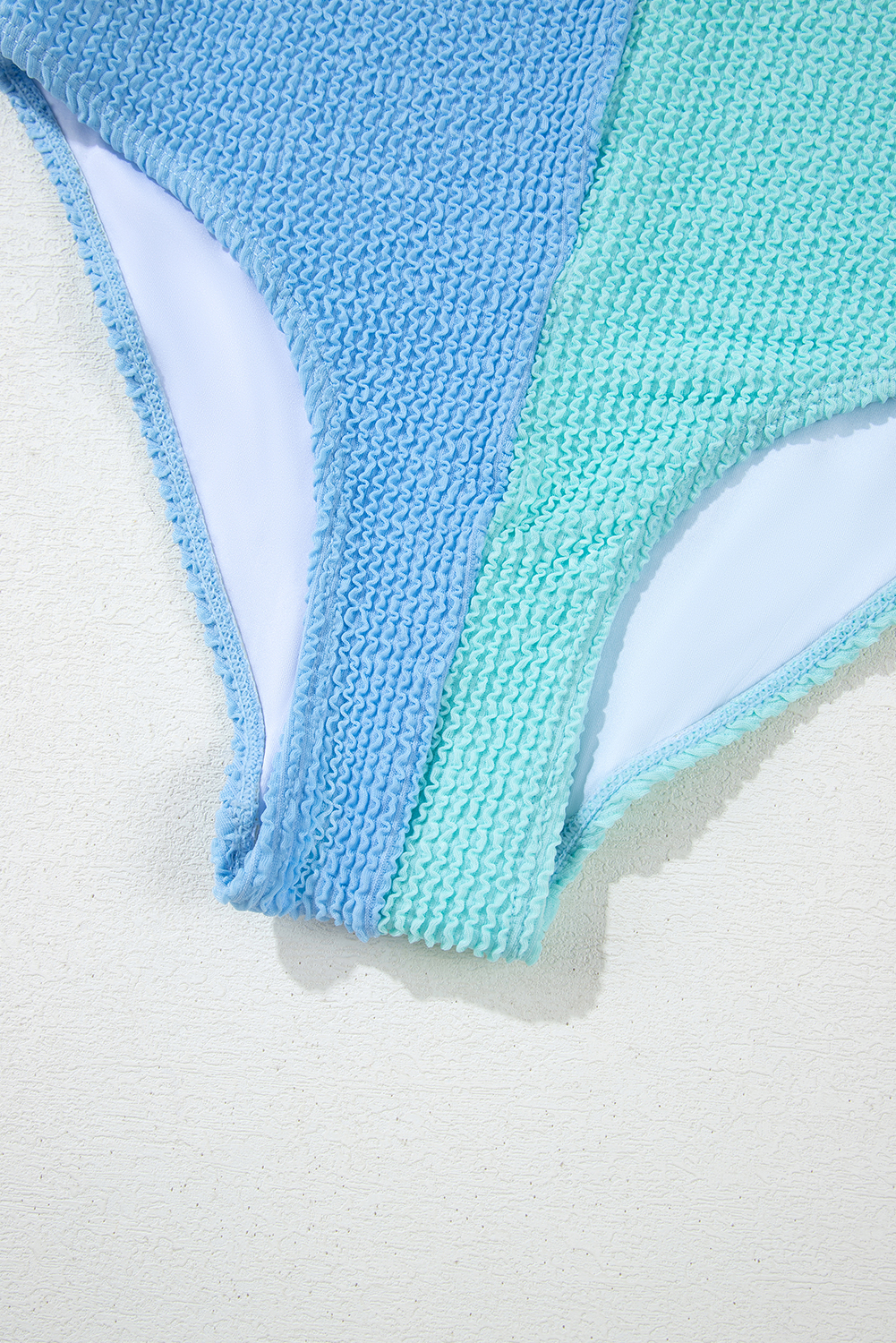 Vintage Sky Blue Corded Bikini Swimsuit – Women's Colorblock Square Neck for Vacations - Detail View 44 Vintage Sky Blue Corded Bikini Swimsuit – Women's Colorblock Square Neck for Vacations - Detail View 44