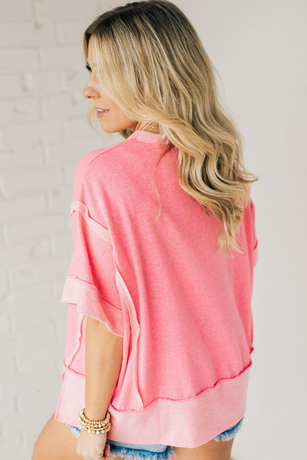 Stylish Women's Casual Top: High Low Design with Side Splits - Summer Fashion - Detail View 11 Stylish Women's Casual Top: High Low Design with Side Splits - Summer Fashion - Detail View 11