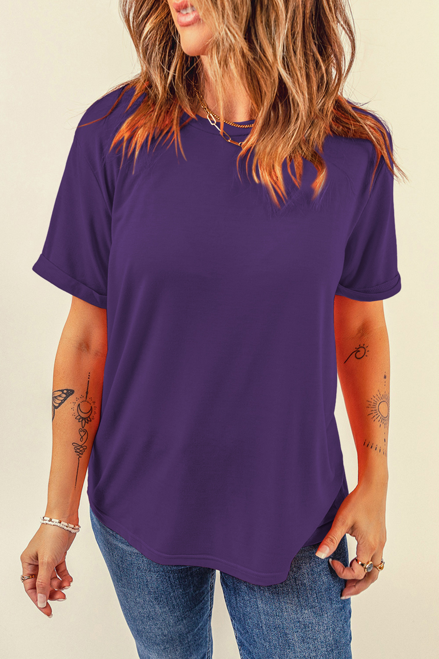 Comfortable Tillandsia Purple Tee for Women – Everyday Crew Neck Short Sleeve Top, Thoughtful Gift - Detail View 6 Comfortable Tillandsia Purple Tee for Women – Everyday Crew Neck Short Sleeve Top, Thoughtful Gift - Detail View 6