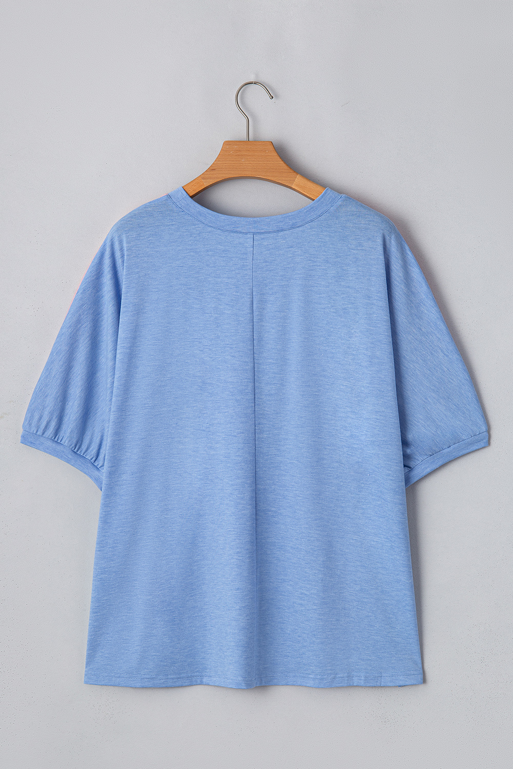 Women's Sky Blue Leopard Print Colorblock Plus Size T-Shirt - Casual and Cozy - Detail View 9 Women's Sky Blue Leopard Print Colorblock Plus Size T-Shirt - Casual and Cozy - Detail View 9
