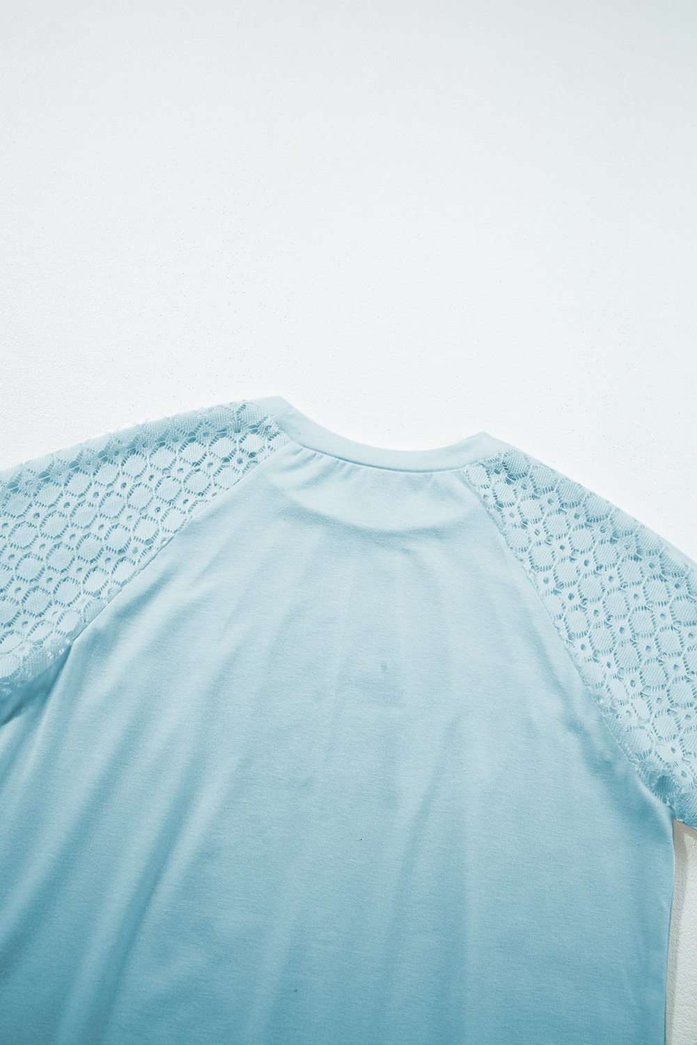 Casual Mist Blue Lace Raglan Sleeve Tee – Perfect for Daily Adventures and Relaxed Summer Days - Detail View 12 Casual Mist Blue Lace Raglan Sleeve Tee – Perfect for Daily Adventures and Relaxed Summer Days - Detail View 12