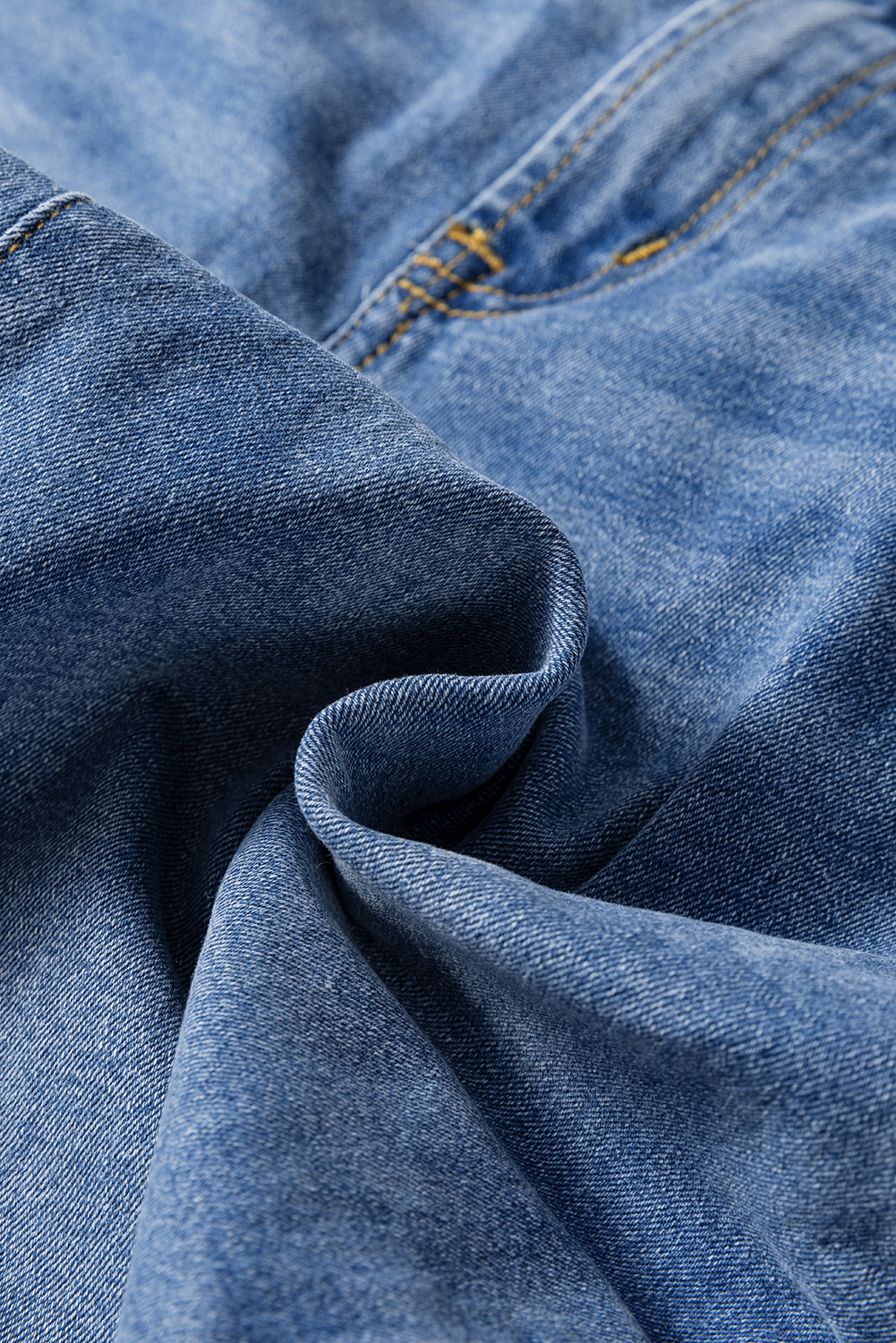 Versatile Women's Sail Blue Loose Jeans – High Rise Straight Cut with Raw Hem Cuffs, Ideal for Autumn Everyday Style - Detail View 9 Versatile Women's Sail Blue Loose Jeans – High Rise Straight Cut with Raw Hem Cuffs, Ideal for Autumn Everyday Style - Detail View 9