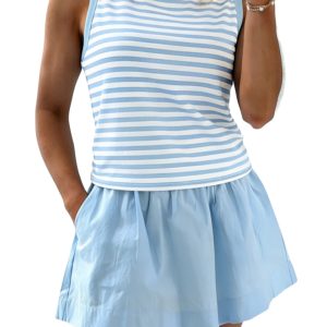 Women's Striped Tank and High Waist Mini Skort Set - Main View
