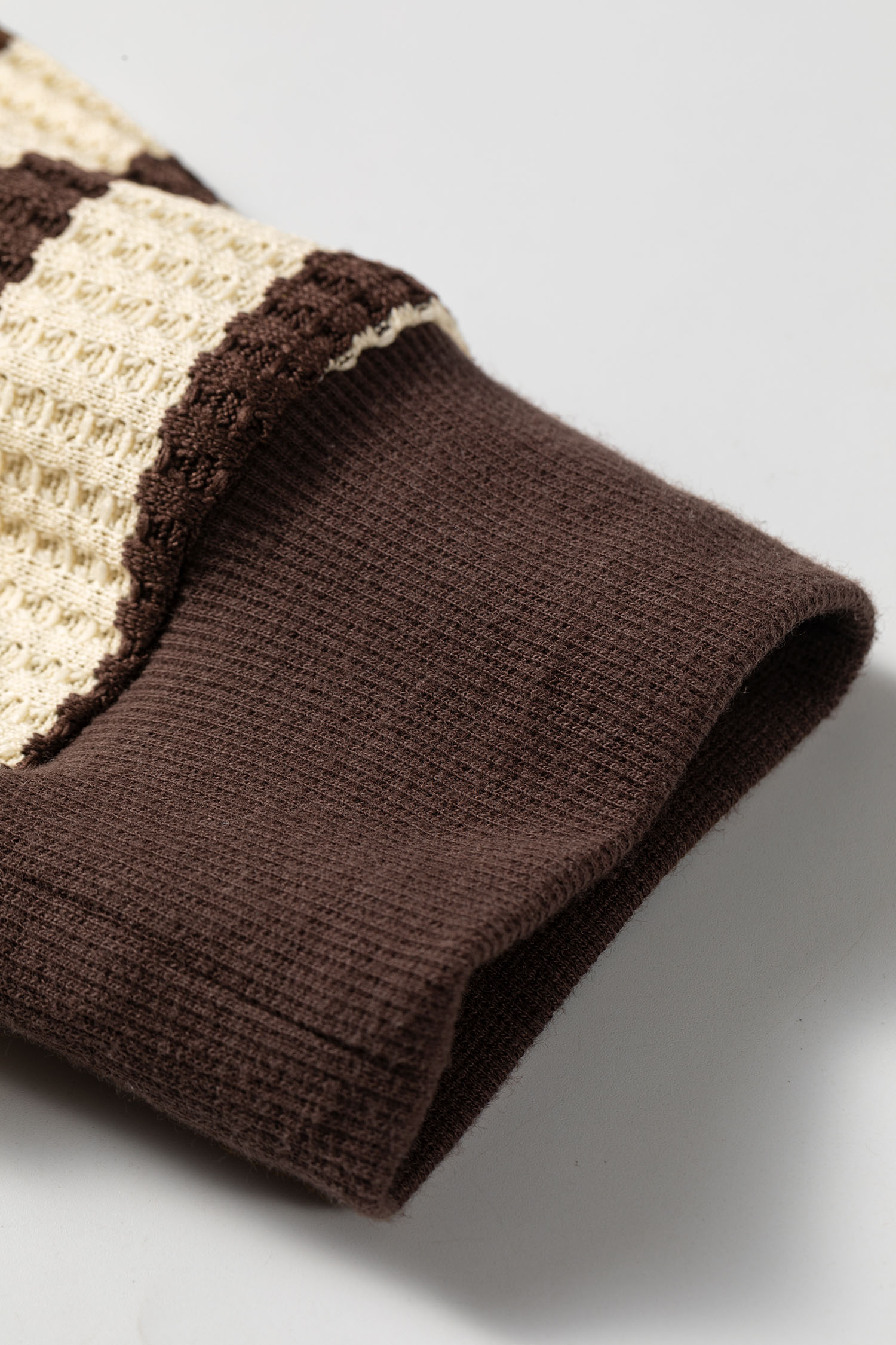 Women's Casual Pullover, Striped Waffle Knit Long Sleeve - Detail View 15 Women's Casual Pullover, Striped Waffle Knit Long Sleeve - Detail View 15