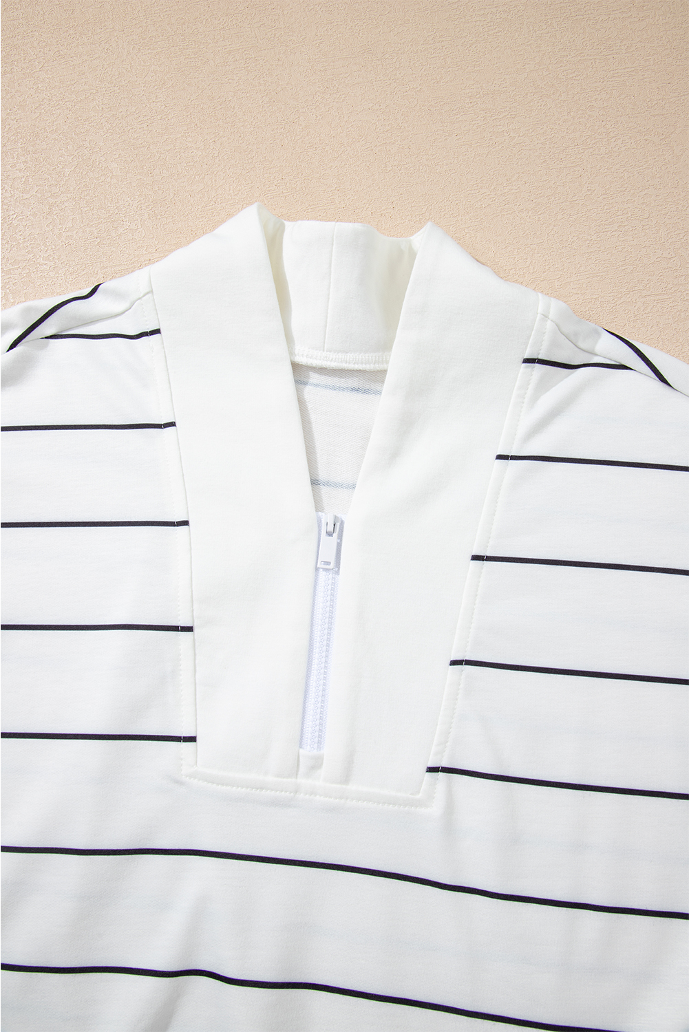 Women's Top, White, Stripe Print, V Neck, Casual Style, Drop Shoulder, Long Sleeve, Daily Wear, Autumn Fashion, Comfortable, Versatile, 95% Polyester, Trendy Design - Detail View 8 Women's Top, White, Stripe Print, V Neck, Casual Style, Drop Shoulder, Long Sleeve, Daily Wear, Autumn Fashion, Comfortable, Versatile, 95% Polyester, Trendy Design - Detail View 8