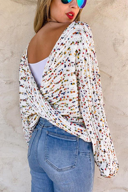 Casual Round Neck Sweater for Fall - Eye-Catching Confetti Pattern - Detail View 11 Casual Round Neck Sweater for Fall - Eye-Catching Confetti Pattern - Detail View 11