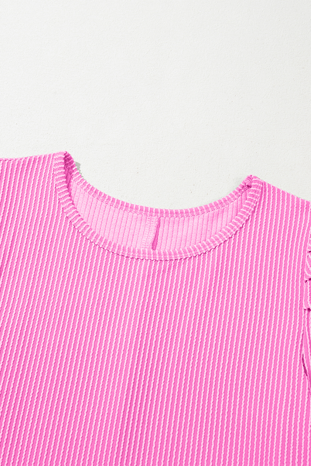 Women's Dress, Bright Pink, Corded Knit, Crew Neck, Puff Sleeve, Shift Mini Dress, Casual Wear, Daily Occasion, Solid Color, Summer Fashion, Comfortable Fit, Elegant Style, Short Sleeve, Timeless Silhouette - Detail View 12 Women's Dress, Bright Pink, Corded Knit, Crew Neck, Puff Sleeve, Shift Mini Dress, Casual Wear, Daily Occasion, Solid Color, Summer Fashion, Comfortable Fit, Elegant Style, Short Sleeve, Timeless Silhouette - Detail View 12