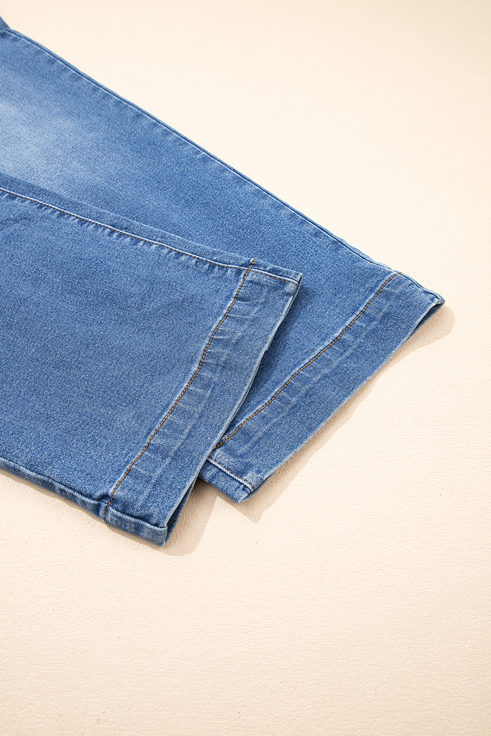 Women's Sky Blue Straight Leg Jeans – High Waist Double Button Design for Daily Wear - Detail View 11 Women's Sky Blue Straight Leg Jeans – High Waist Double Button Design for Daily Wear - Detail View 11