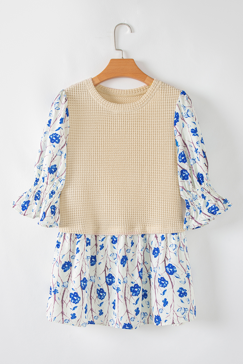 Stylish Women's Peplum Top with Playful Flouncy Sleeves and Feminine Silhouette - Detail View 3 Stylish Women's Peplum Top with Playful Flouncy Sleeves and Feminine Silhouette - Detail View 3