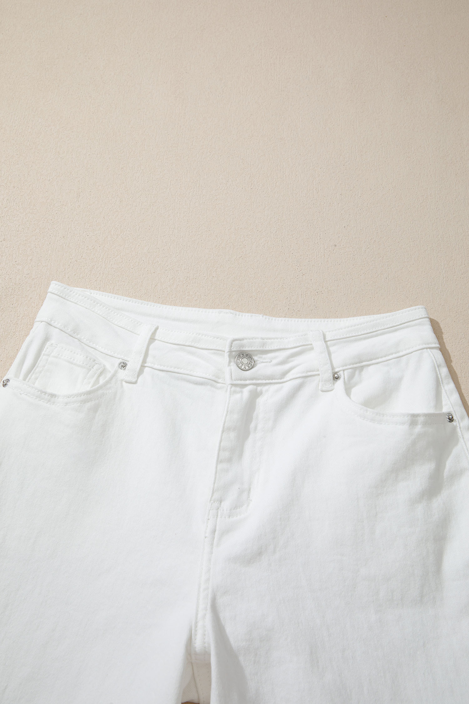Women's White Wide Leg Jeans – Casual Solid Denim Pants with Pockets for Daily Wear - Detail View 10 Women's White Wide Leg Jeans – Casual Solid Denim Pants with Pockets for Daily Wear - Detail View 10