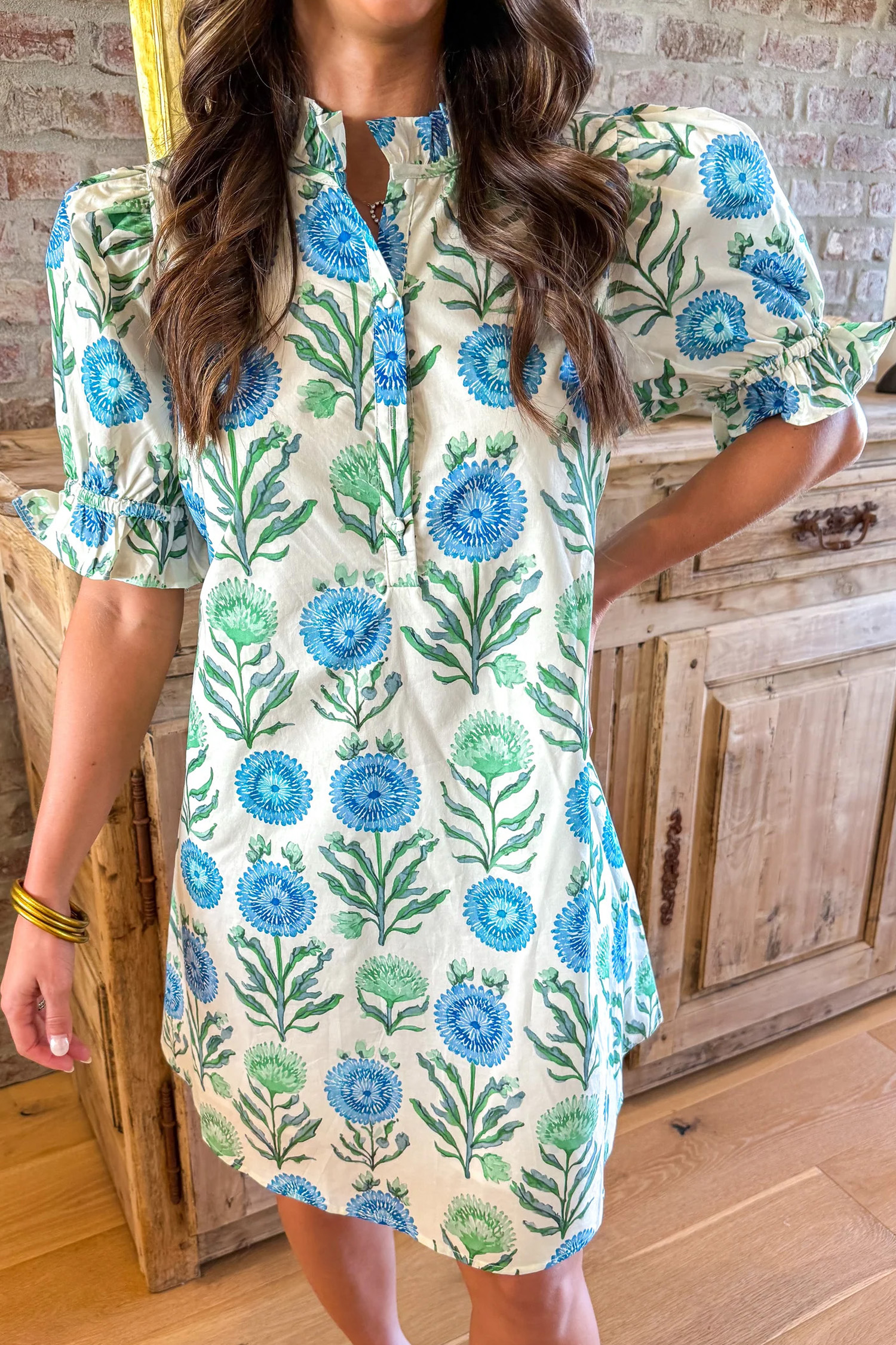 Women's Casual Floral Mini Dress – Puff Sleeve Summer Outfit - Detail View 18 Women's Casual Floral Mini Dress – Puff Sleeve Summer Outfit - Detail View 18