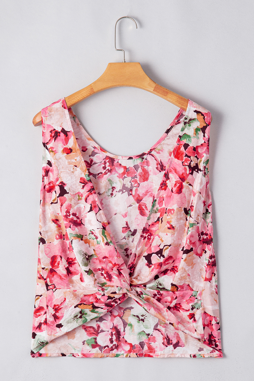 Stylish Sleeveless Floral Tank Top with Back Cut Out Design for Summer - Detail View 14 Stylish Sleeveless Floral Tank Top with Back Cut Out Design for Summer - Detail View 14