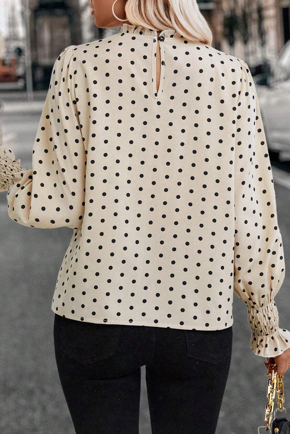 Lightweight 100% Polyester Women's Blouse - Stylish Round Neck & Trendy Silhouette - Detail View 3 Lightweight 100% Polyester Women's Blouse - Stylish Round Neck & Trendy Silhouette - Detail View 3