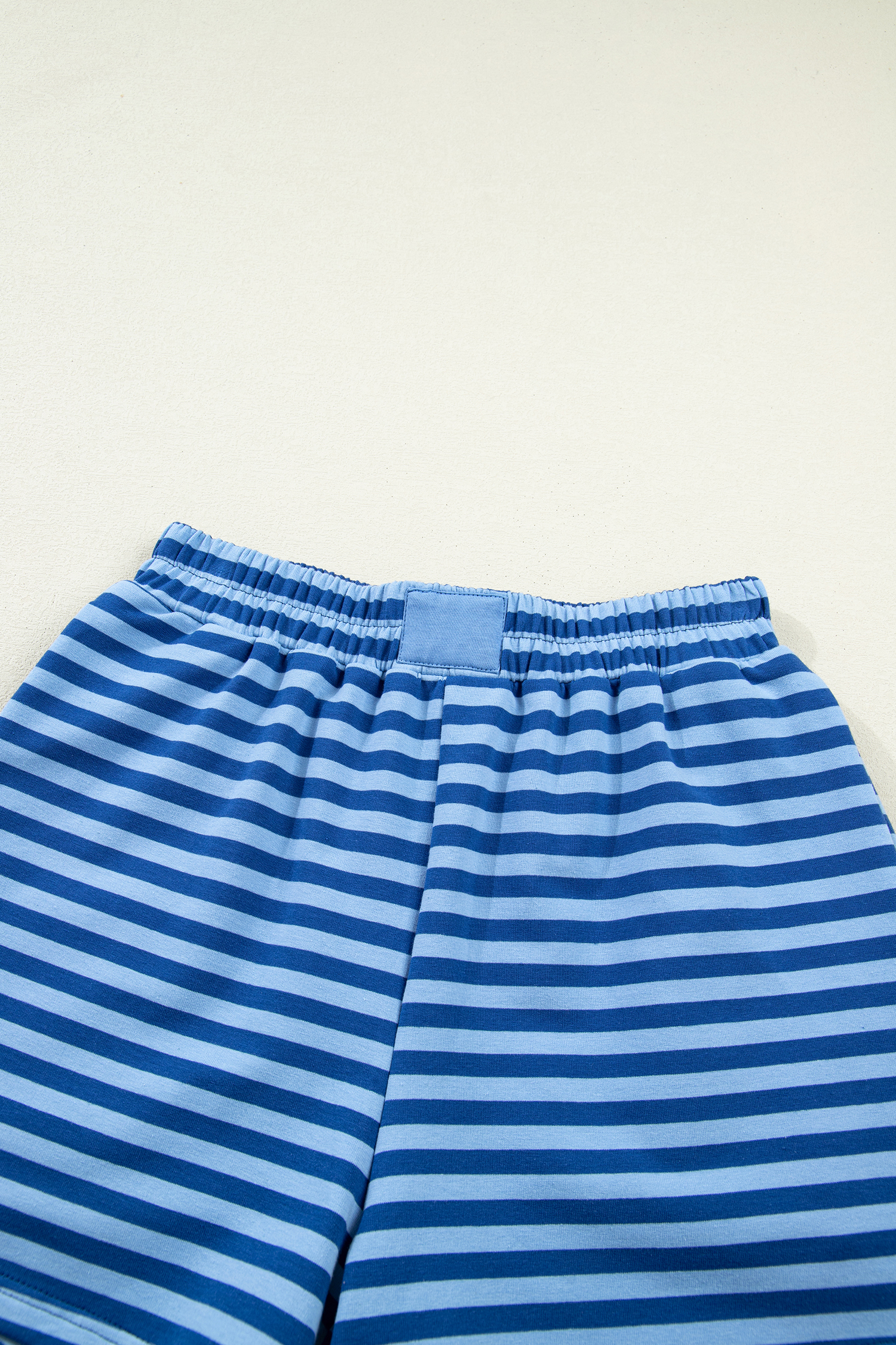 Chic Blue Stripe Drop Shoulder Pullover and Shorts Set – Effortless Style for Spring Adventures - Detail View 8 Chic Blue Stripe Drop Shoulder Pullover and Shorts Set – Effortless Style for Spring Adventures - Detail View 8