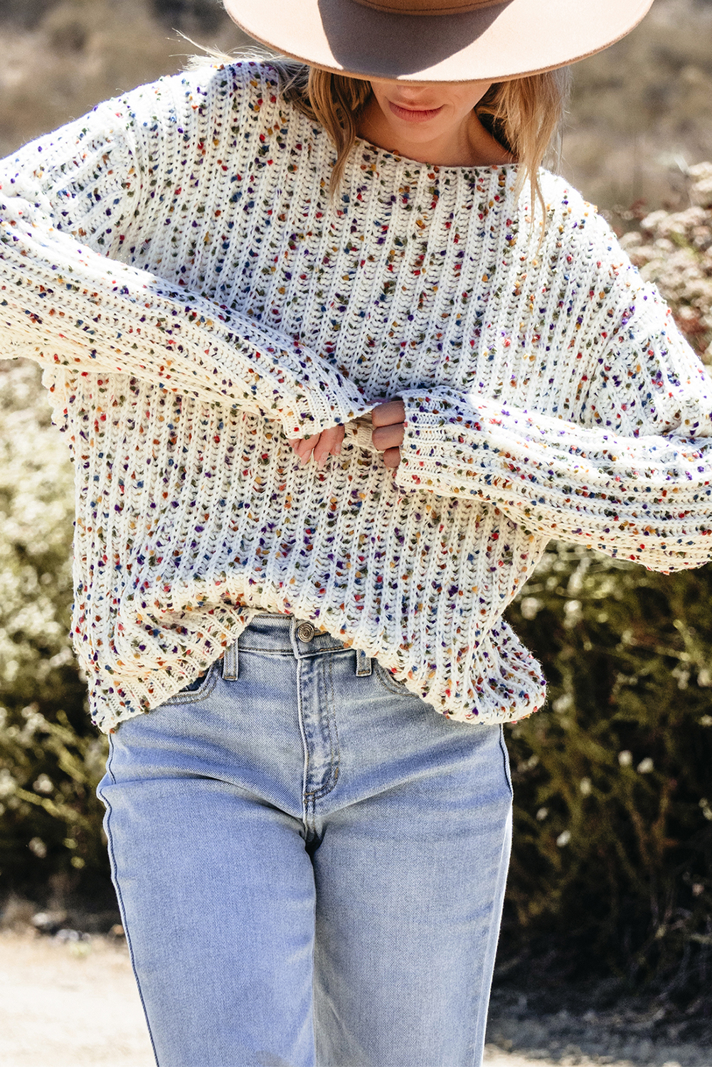 Chic Long Sleeve Knit Sweater with Unique Twist Detail - Reversible Design - Detail View 6 Chic Long Sleeve Knit Sweater with Unique Twist Detail - Reversible Design - Detail View 6