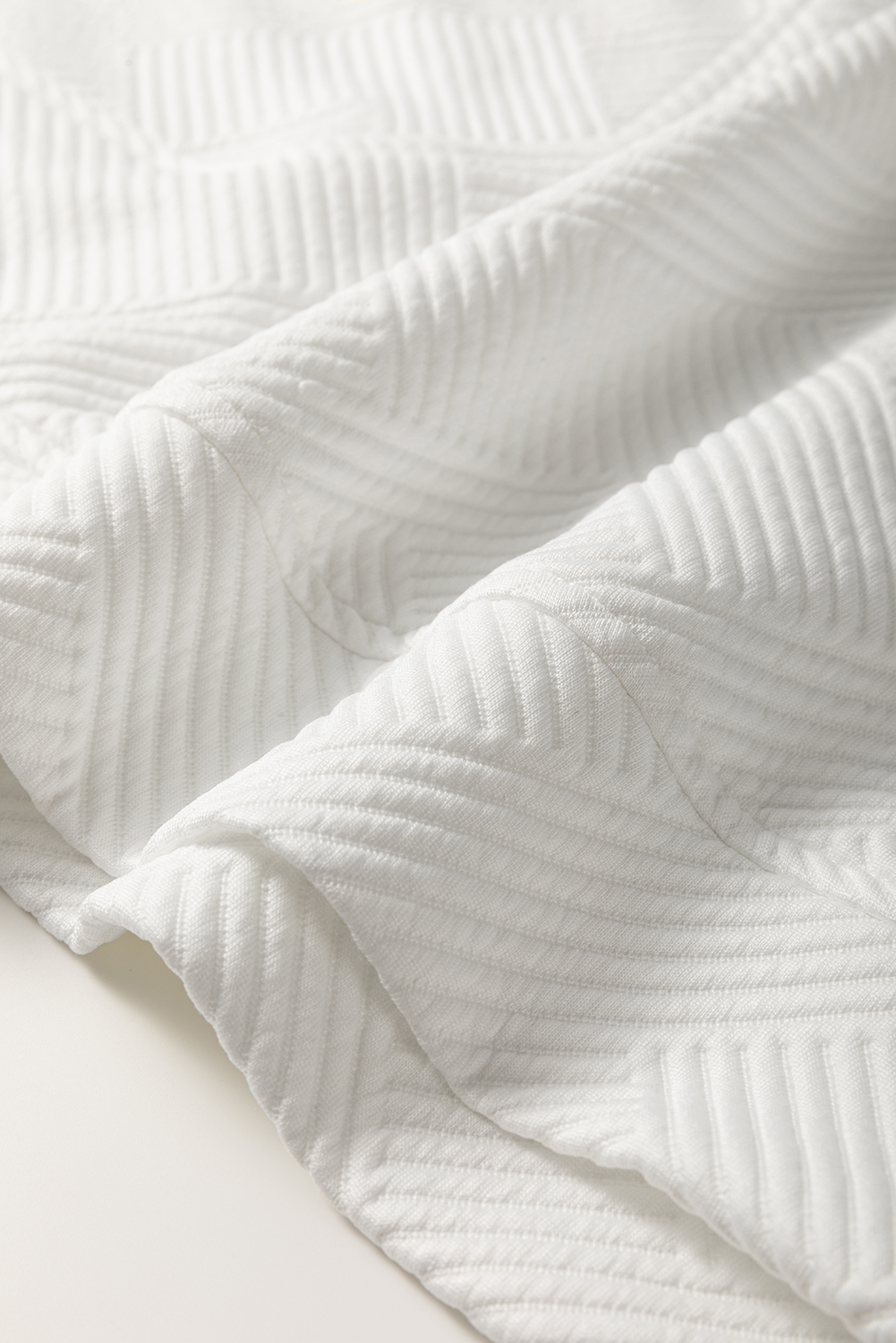 Casual and Chic White Mini Dress - Textured Fabric with Half Zip and Cap Sleeves - Detail View 10 Casual and Chic White Mini Dress - Textured Fabric with Half Zip and Cap Sleeves - Detail View 10