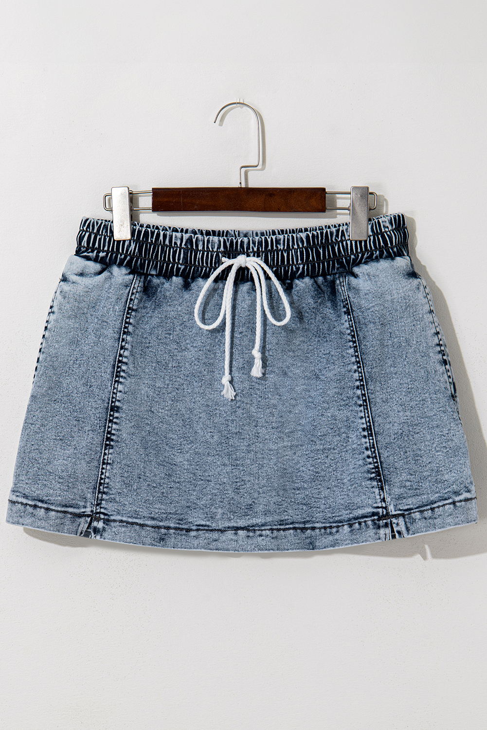 Casual Dusk Blue Denim Shorts - Adjustable Drawstring & Side Pockets - Detail View 6 Casual Dusk Blue Denim Shorts - Adjustable Drawstring & Side Pockets - Detail View 6